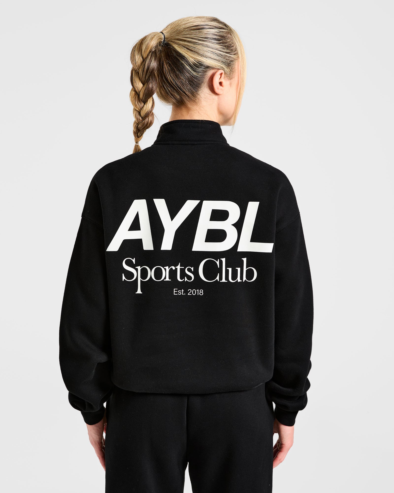 Sports Club Oversized 1/4 Zip Pullover - Black/White