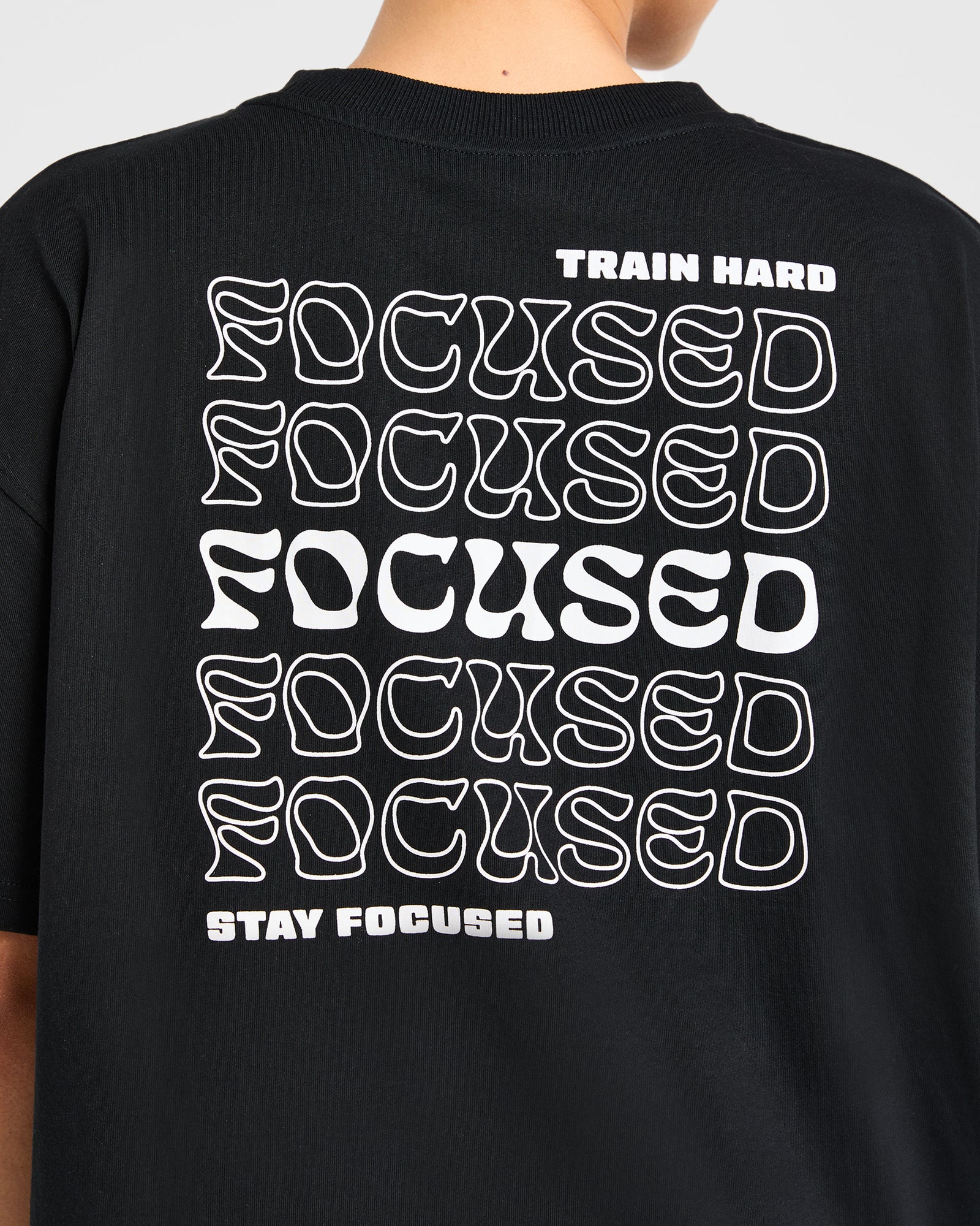 Focused Wavy Oversized T Shirt - Black