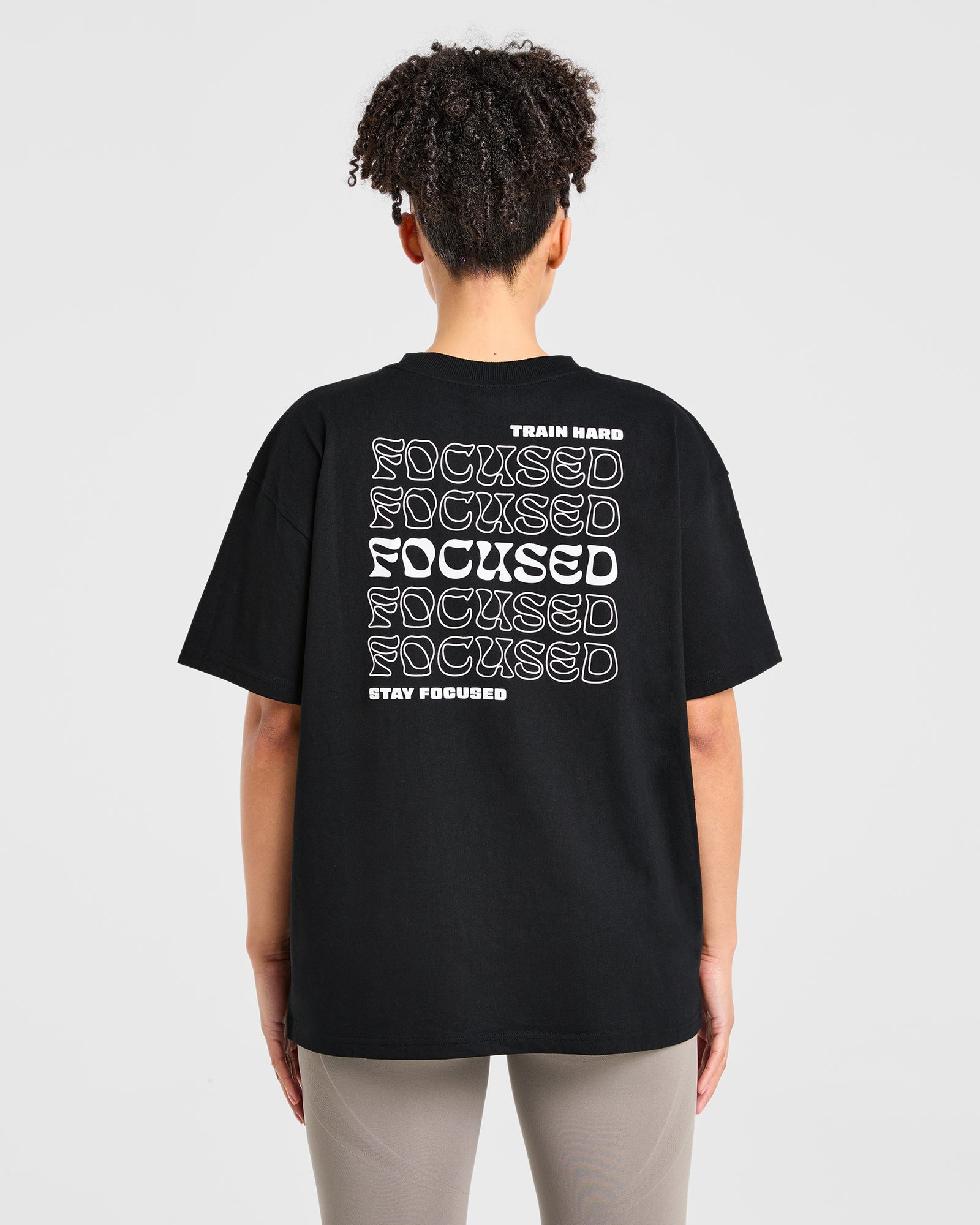 Focused Wavy Oversized T Shirt - Black