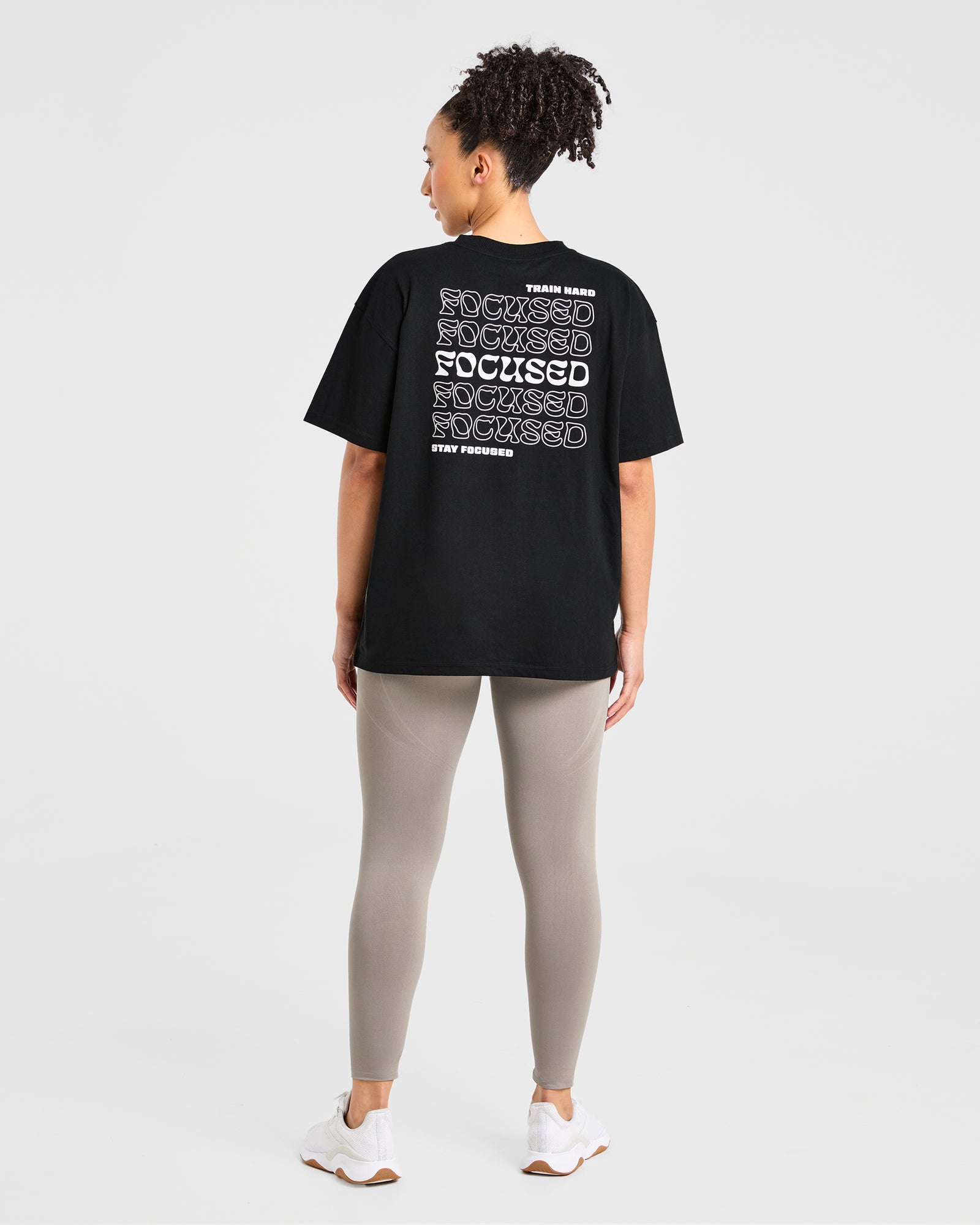 Focused Wavy Oversized T Shirt - Black