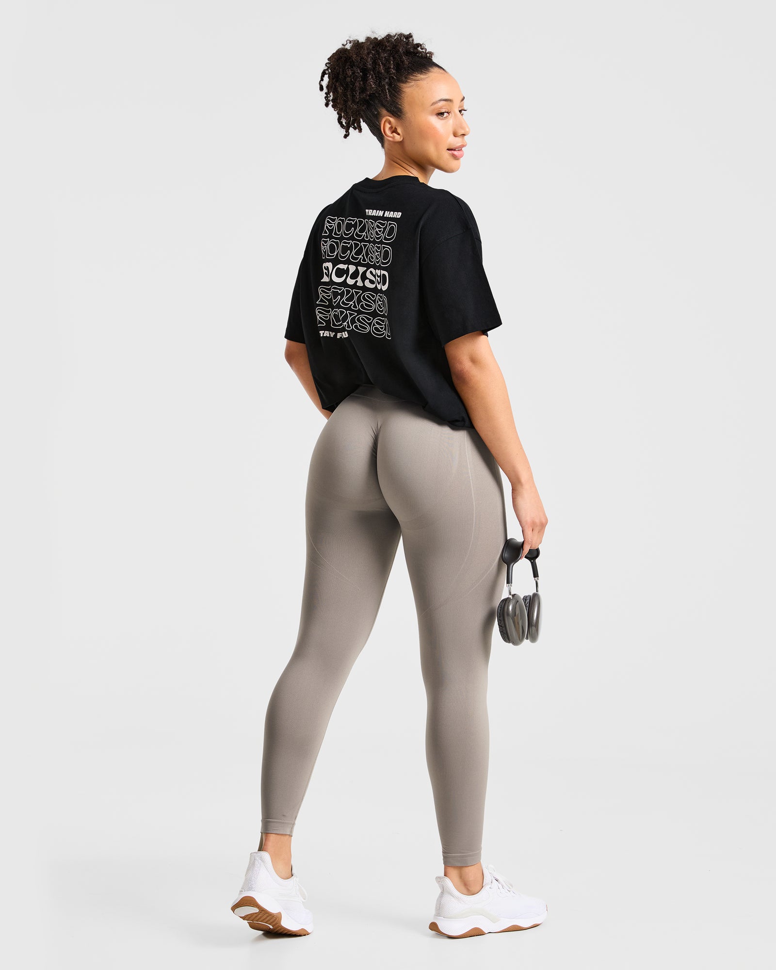 Focused Wavy Oversized T Shirt - Black