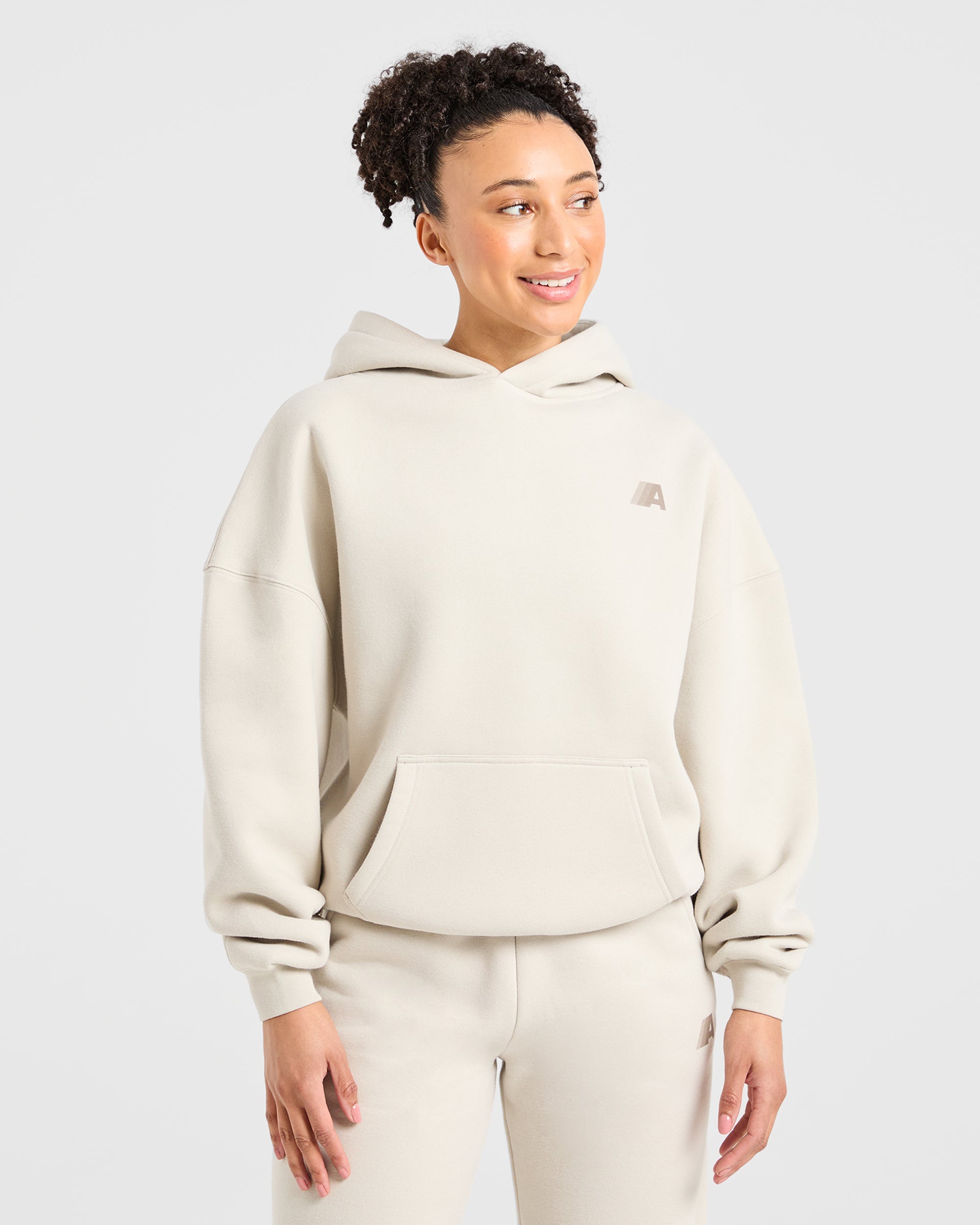 Retro Athletics Oversized Hoodie - Sand