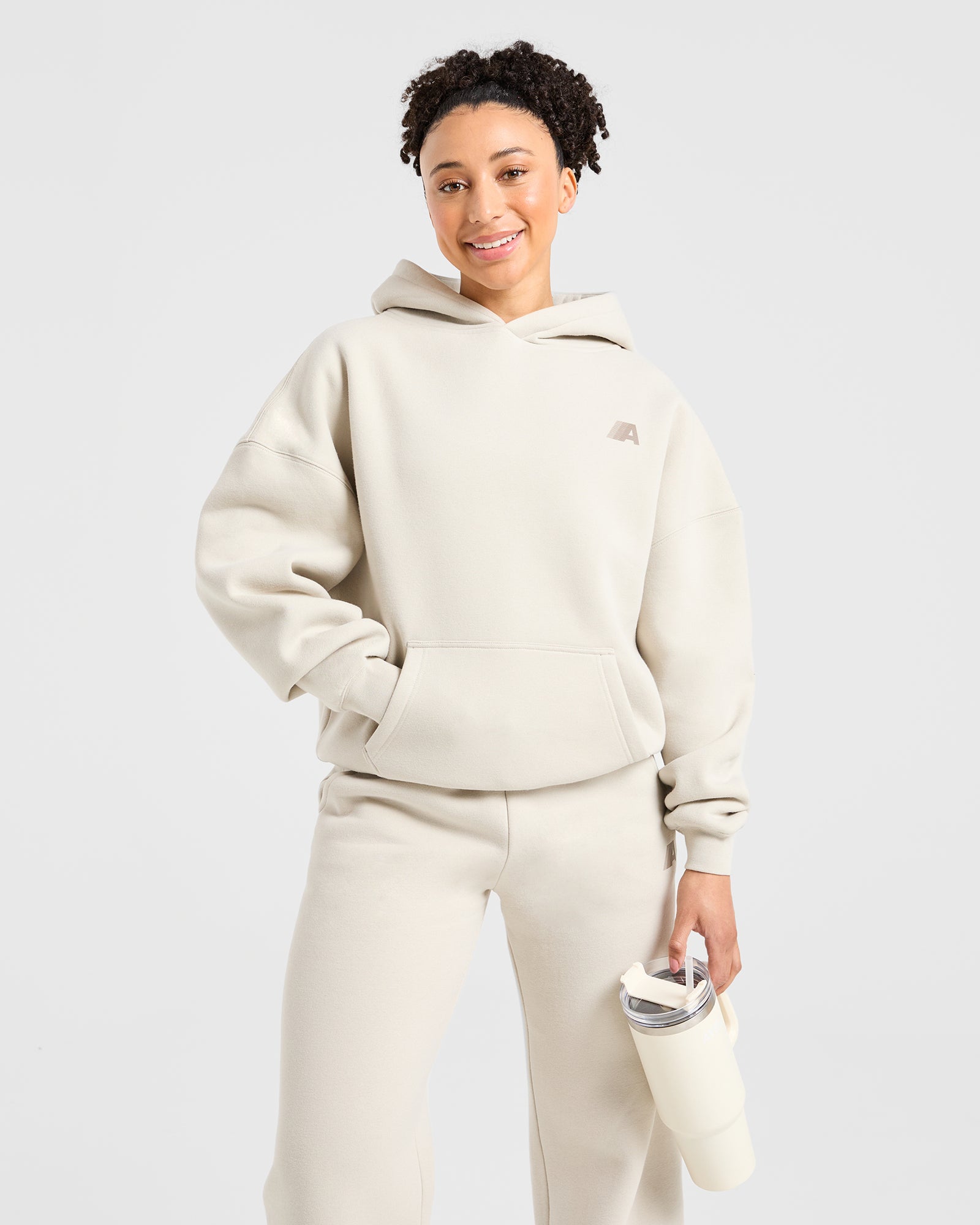 Retro Athletics Oversized Hoodie - Sand