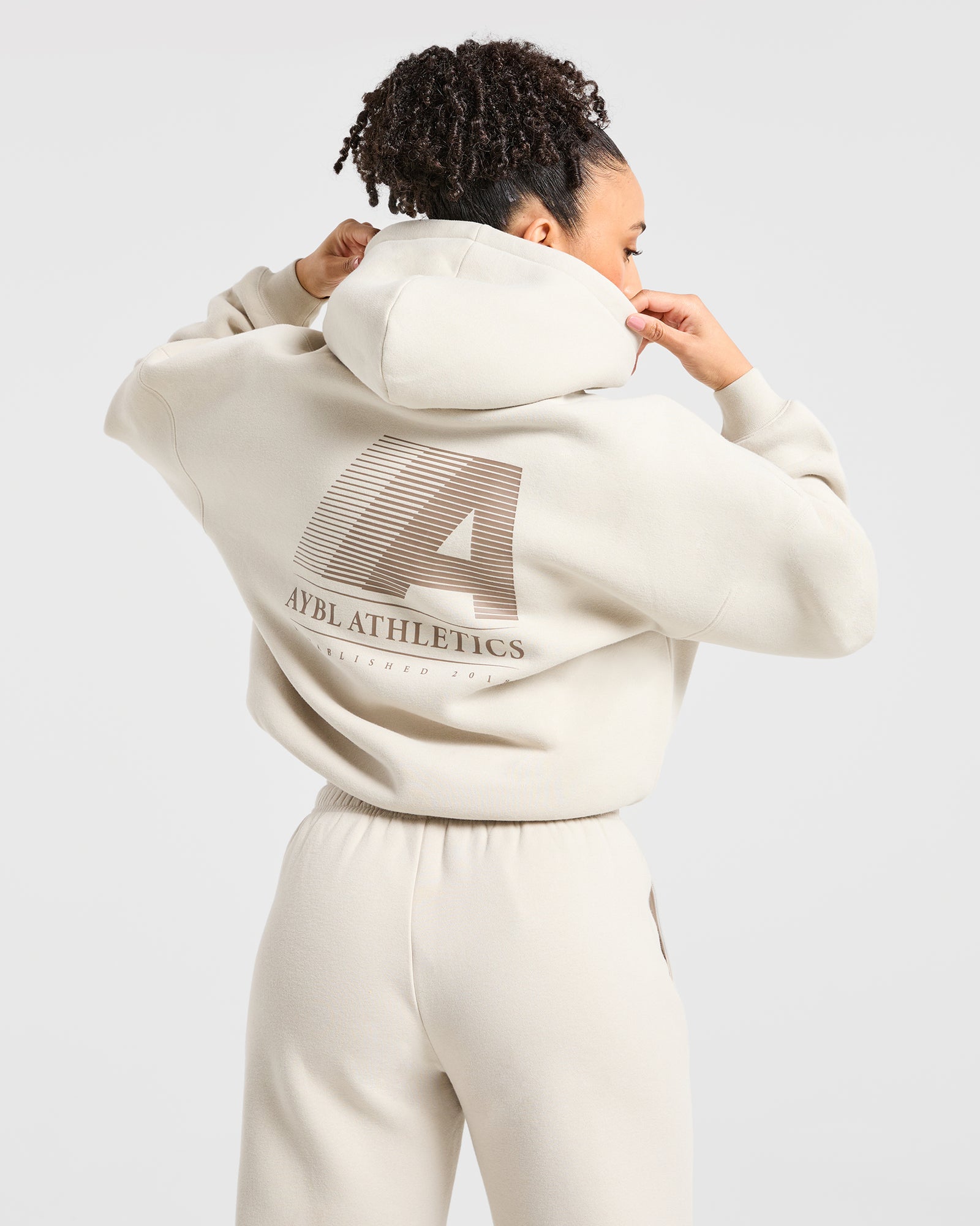 Retro Athletics Oversized Hoodie - Sand