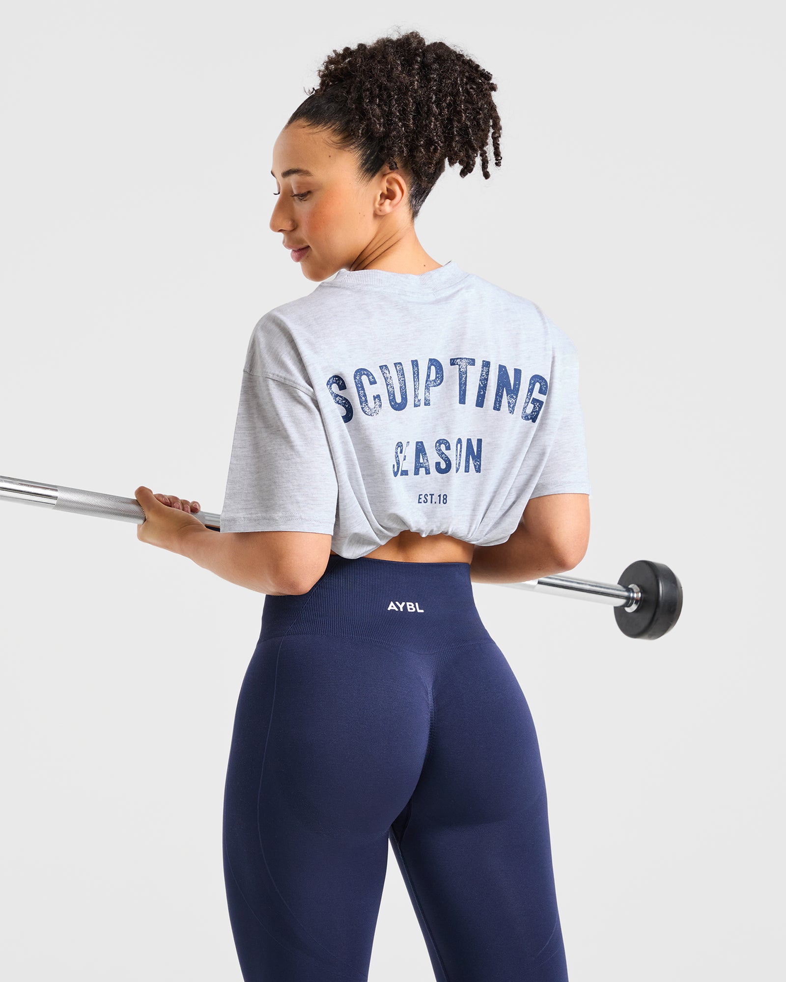 Sculpting Season Oversized T Shirt - Heather Grey/Navy