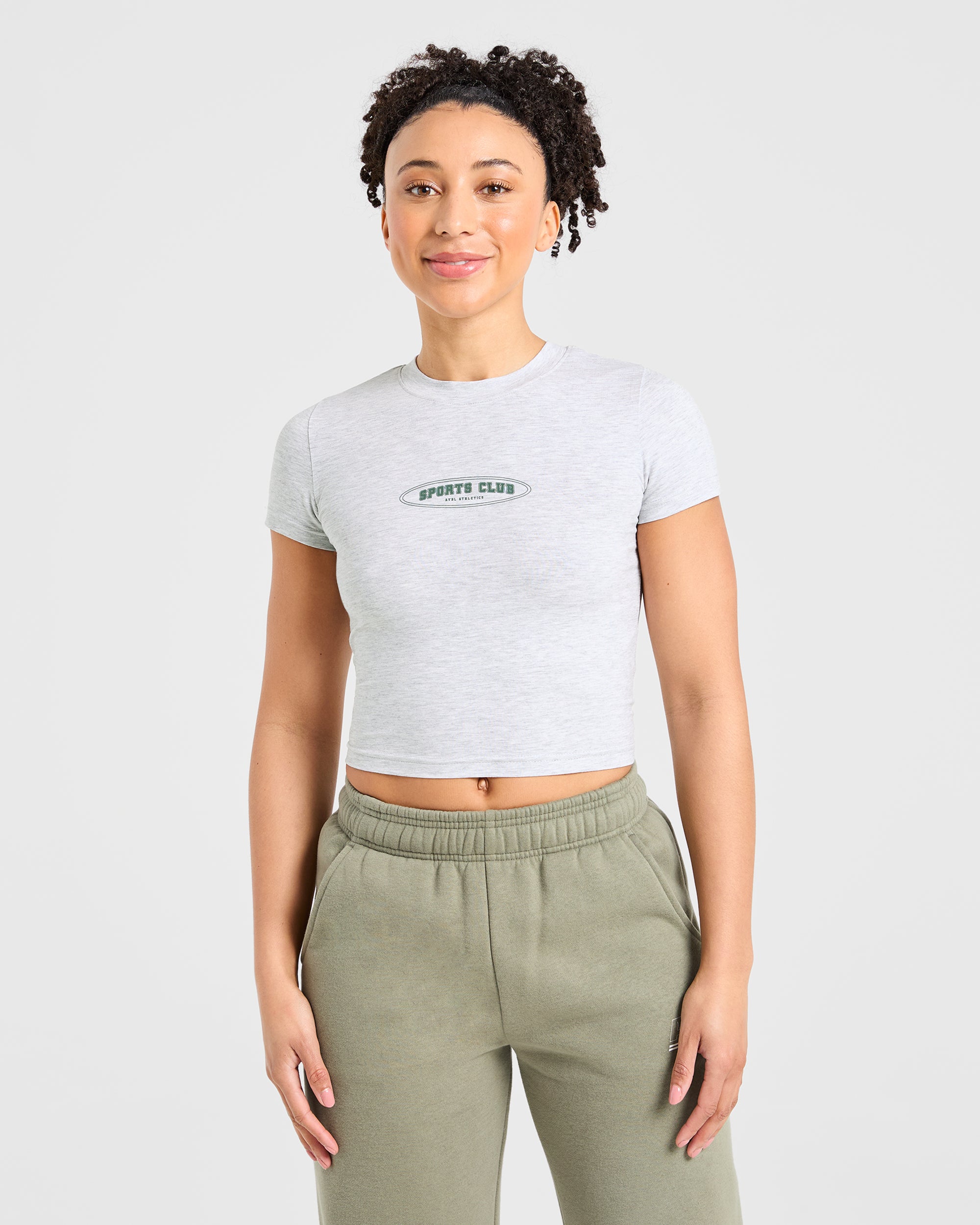 Sports Club Baby Tee - Heather Grey/Green