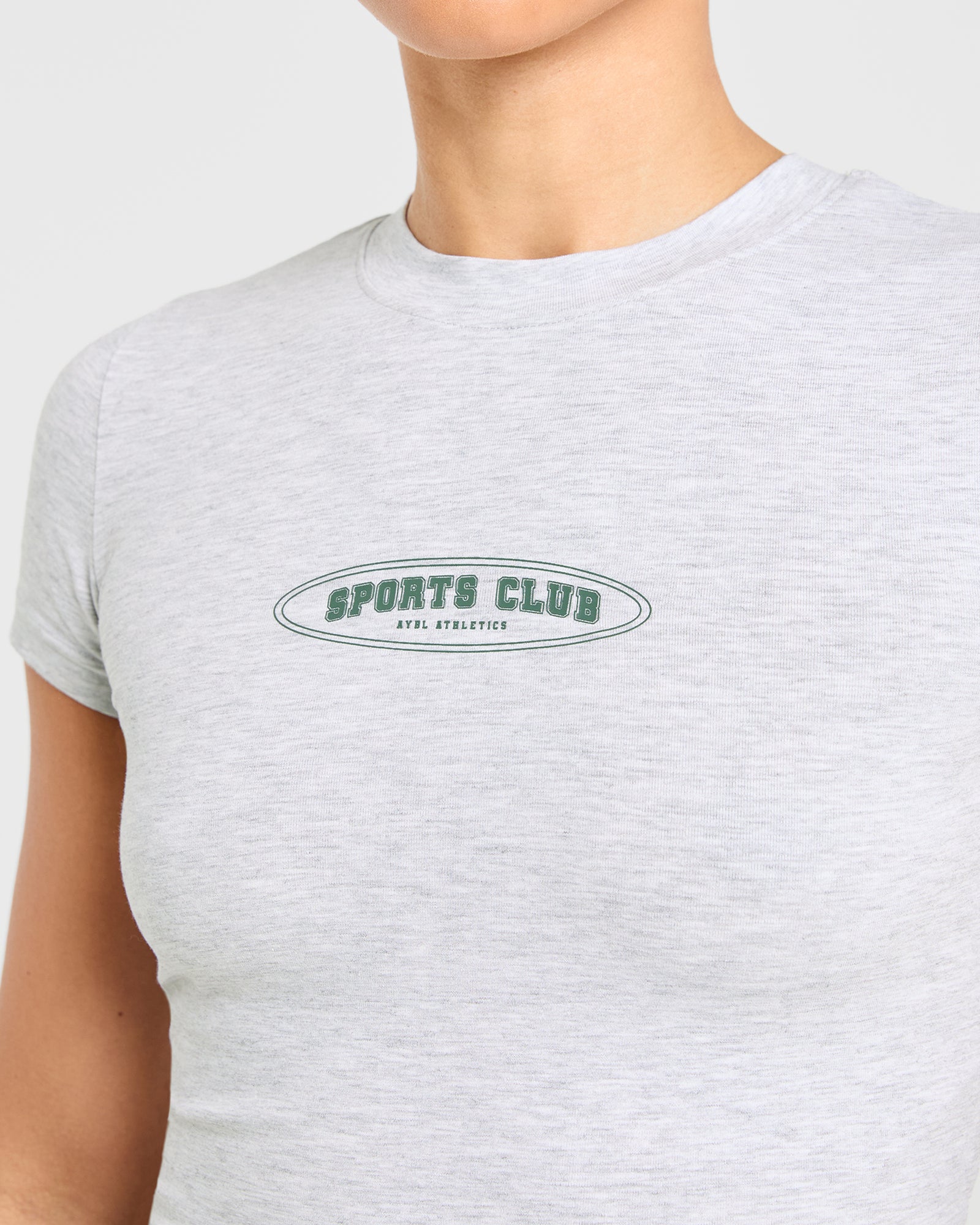 Sports Club Baby Tee - Heather Grey/Green
