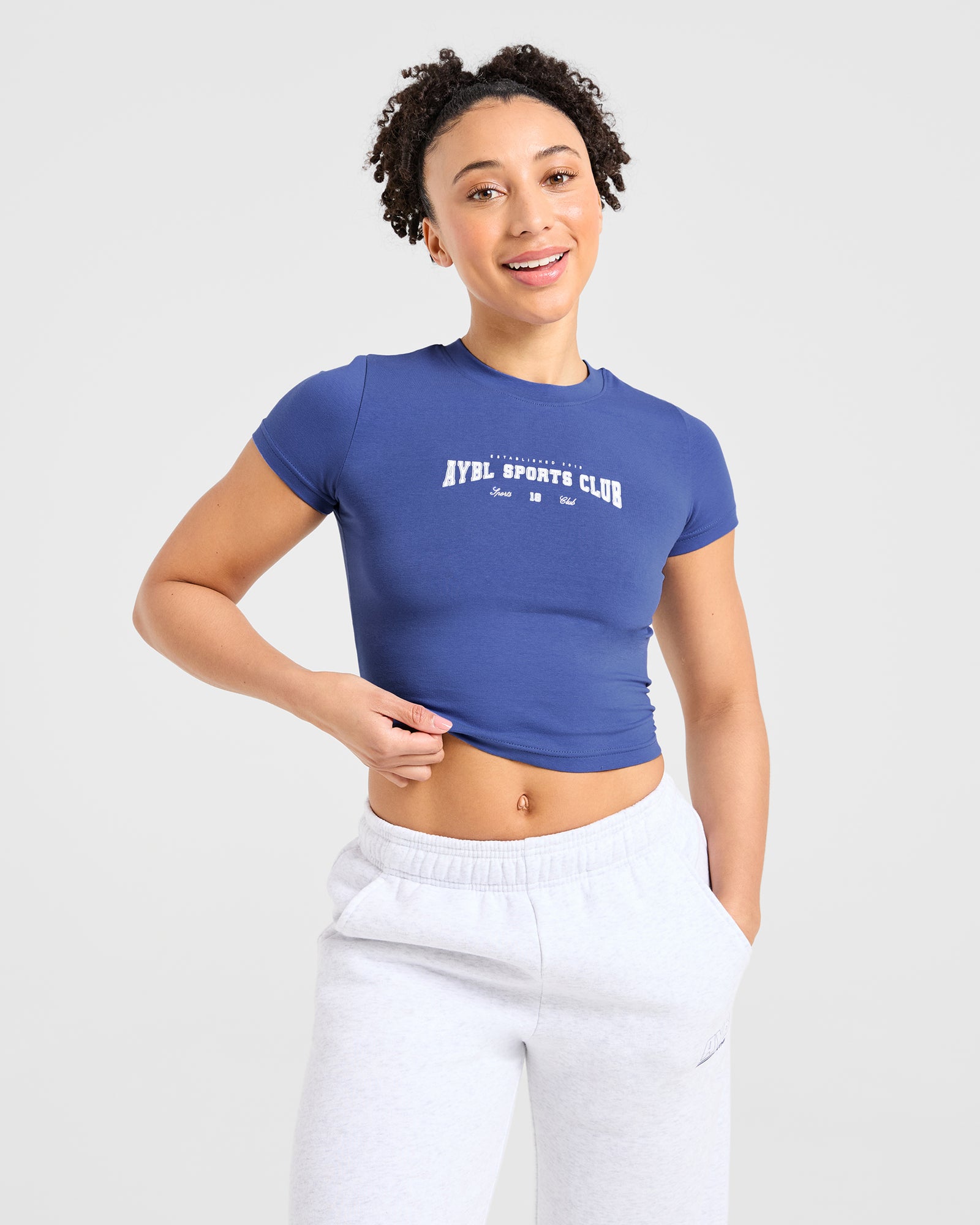 Sports Club Varsity Baby Tee - Cobalt