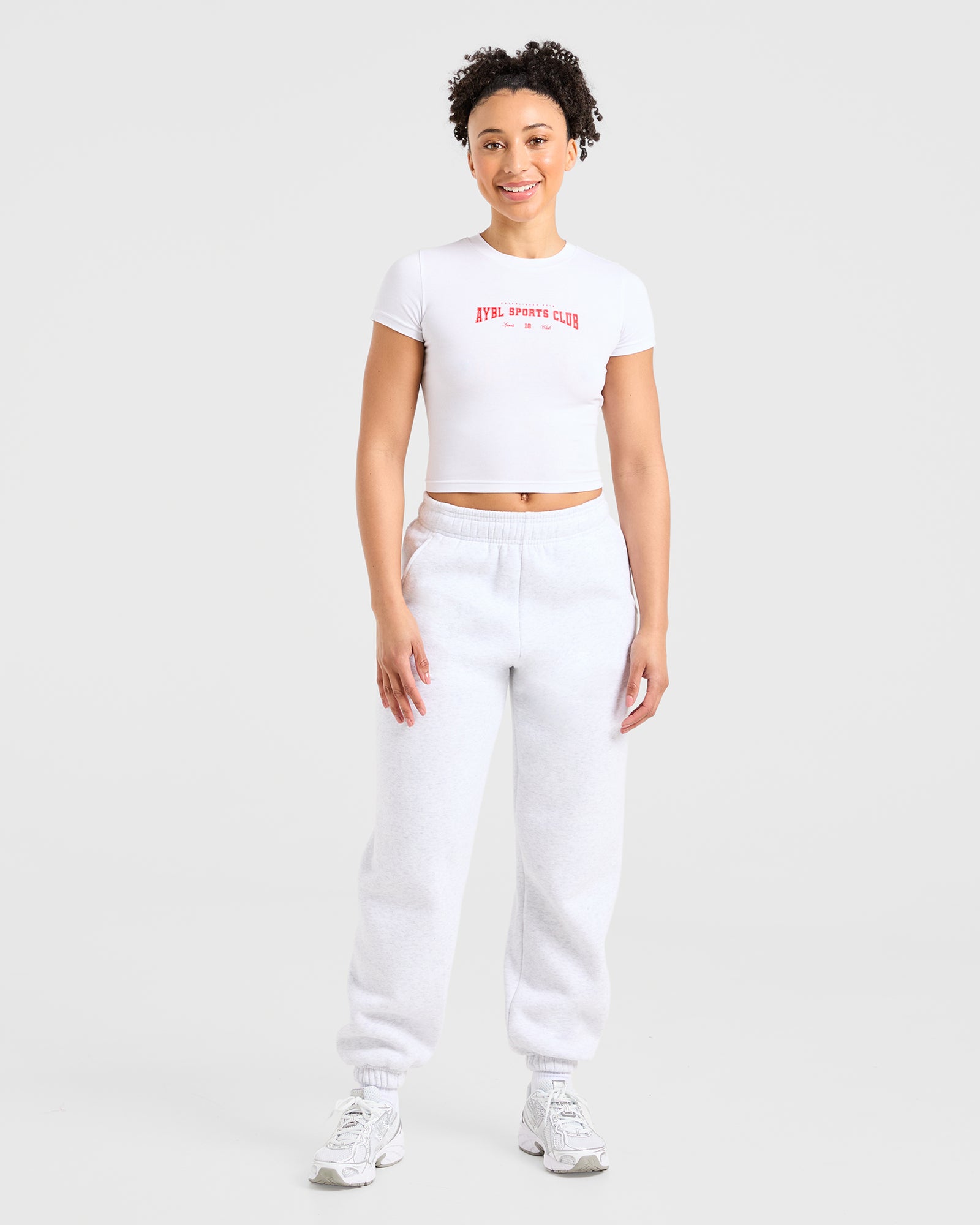 Sports Club Varsity Baby Tee - White/Red (Copy)