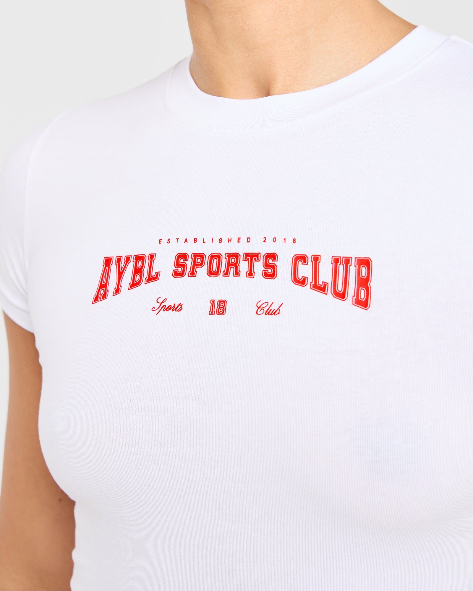Sports Club Varsity Baby Tee - White/Red (Copy)