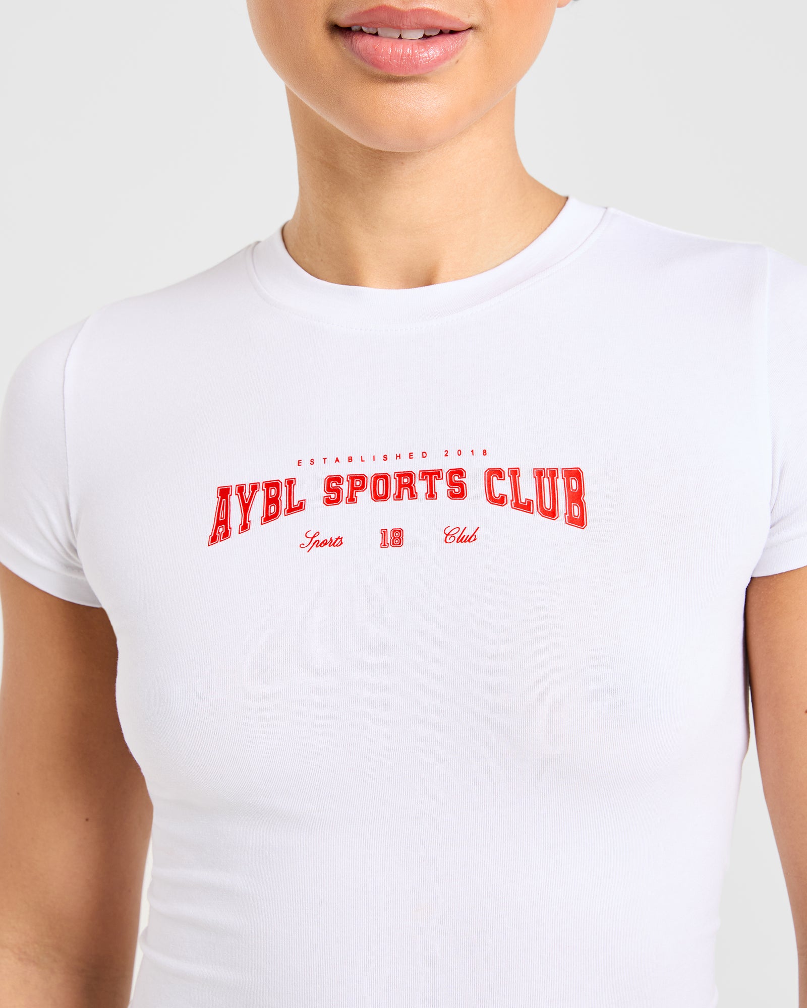Sports Club Varsity Baby Tee - White/Red (Copy)
