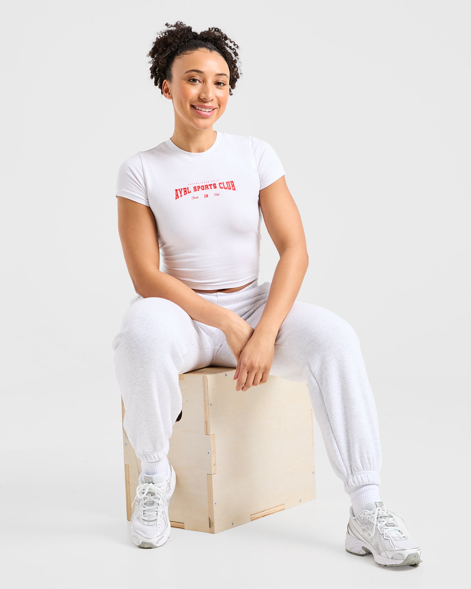 Sports Club Varsity Baby Tee - White/Red (Copy)