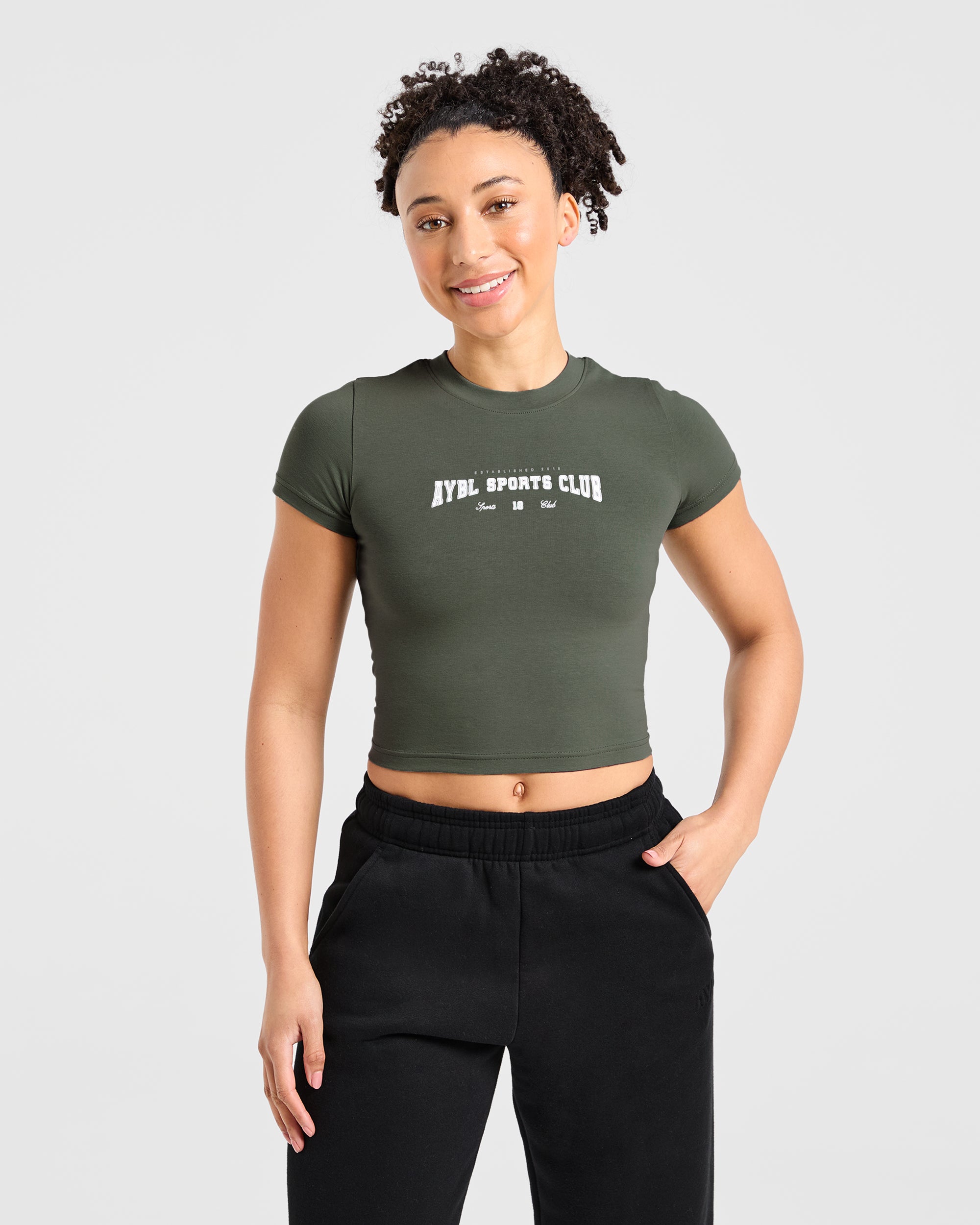 Sports Club Varsity Baby Tee - Forest Green (Copy)