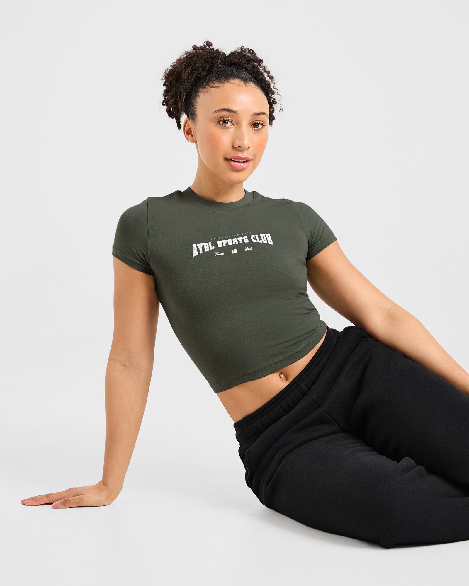 Sports Club Varsity Baby Tee - Forest Green (Copy)