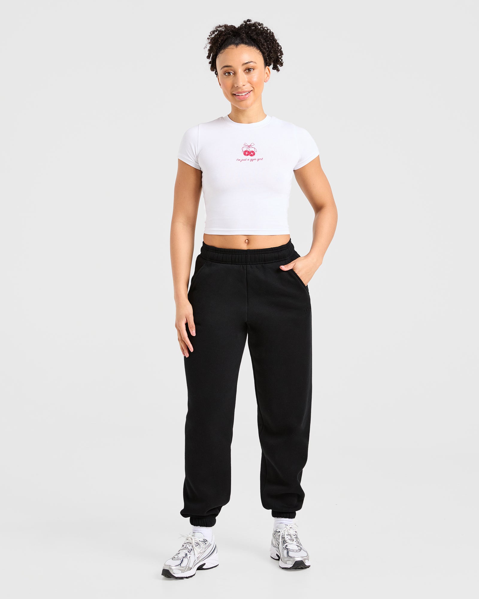 Just a Gym Girl Baby Tee - White/Red (Copy)