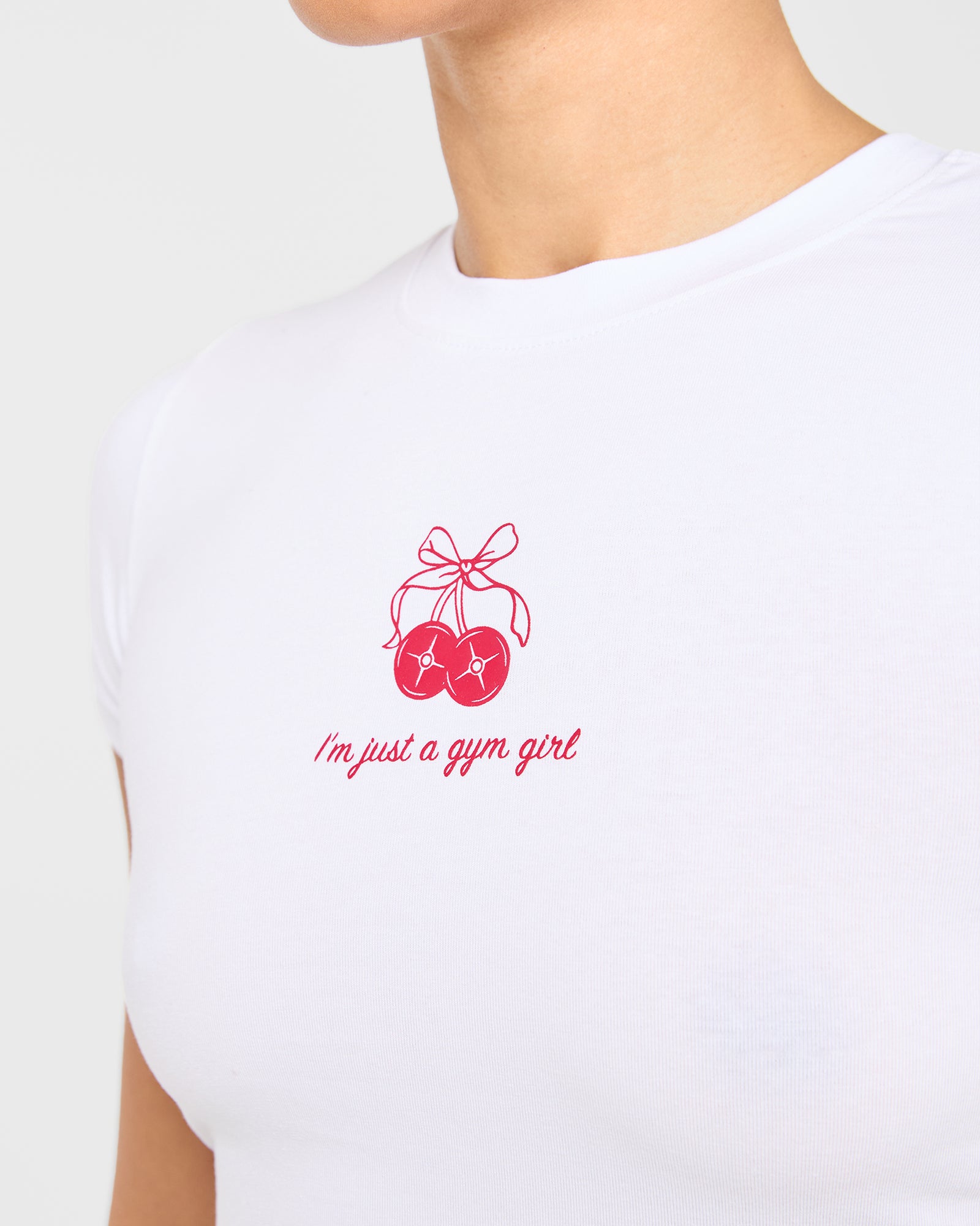 Just a Gym Girl Baby Tee - White/Red (Copy)