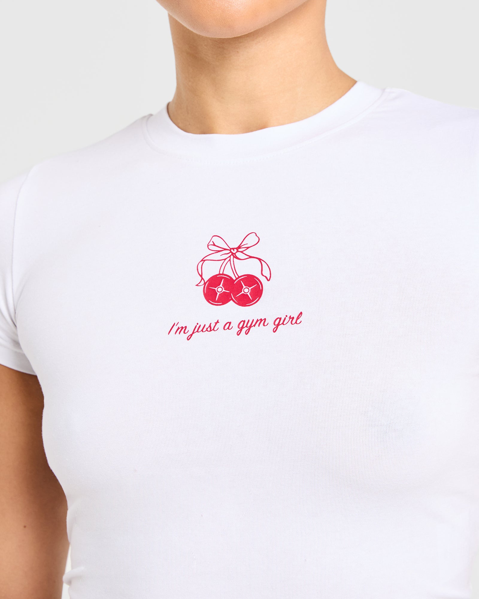 Just a Gym Girl Baby Tee - White/Red (Copy)