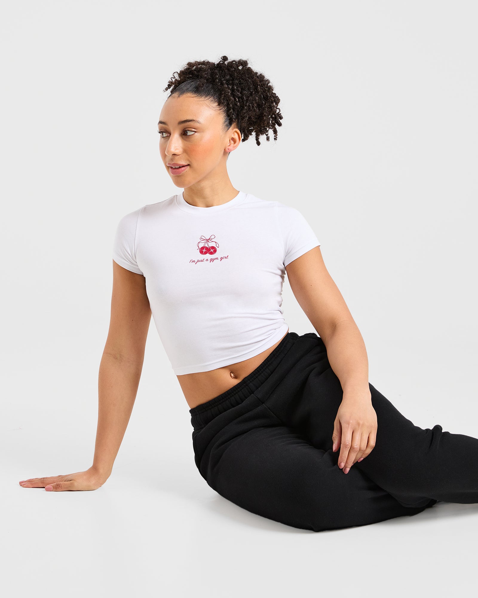 Just a Gym Girl Baby Tee - White/Red (Copy)