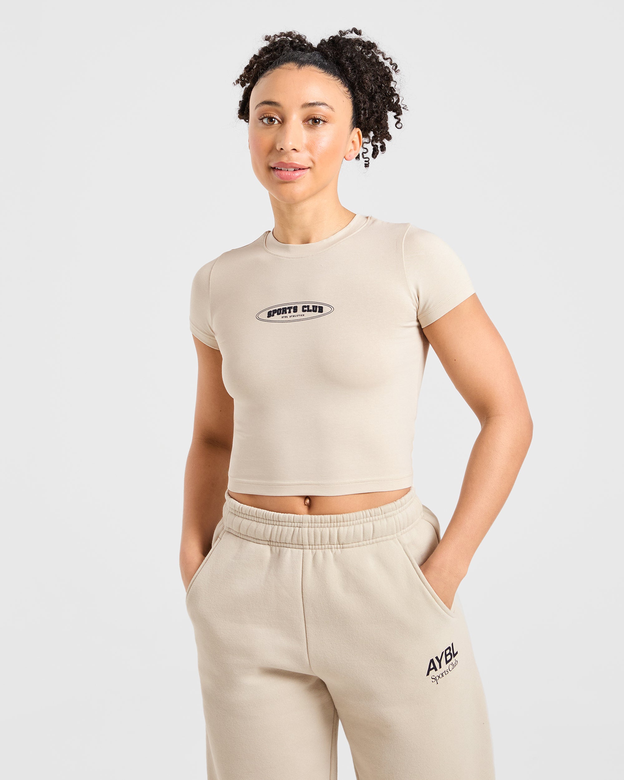 Sports Club Baby Tee - Beige/Navy