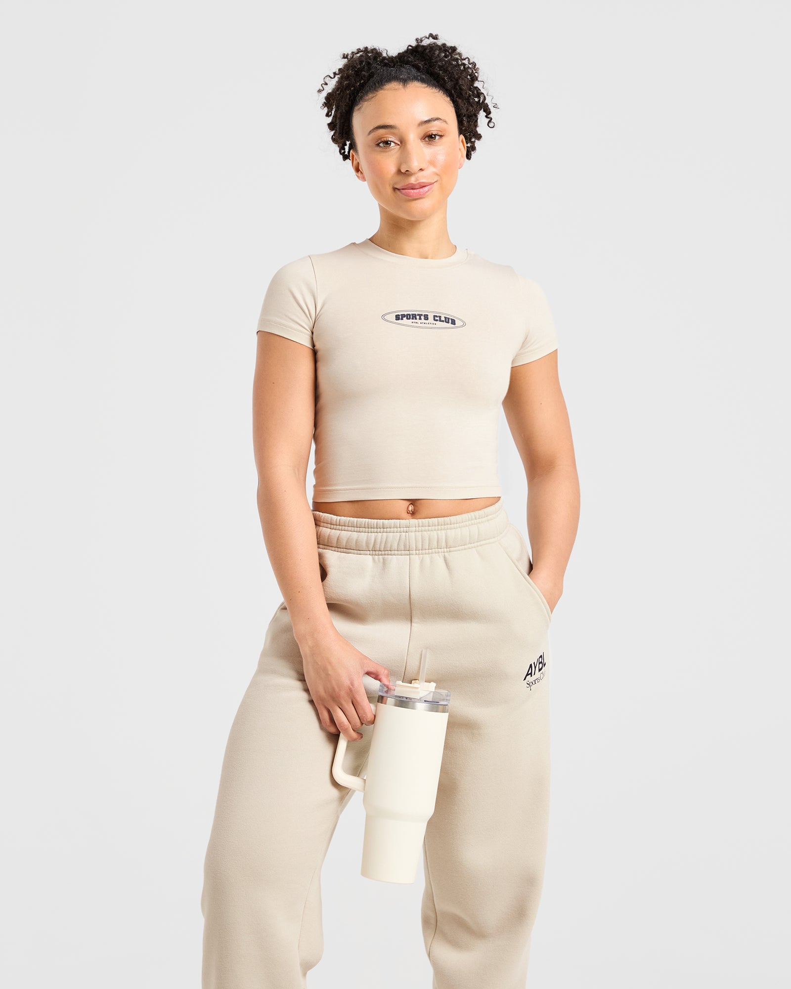 Sports Club Baby Tee - Beige/Navy