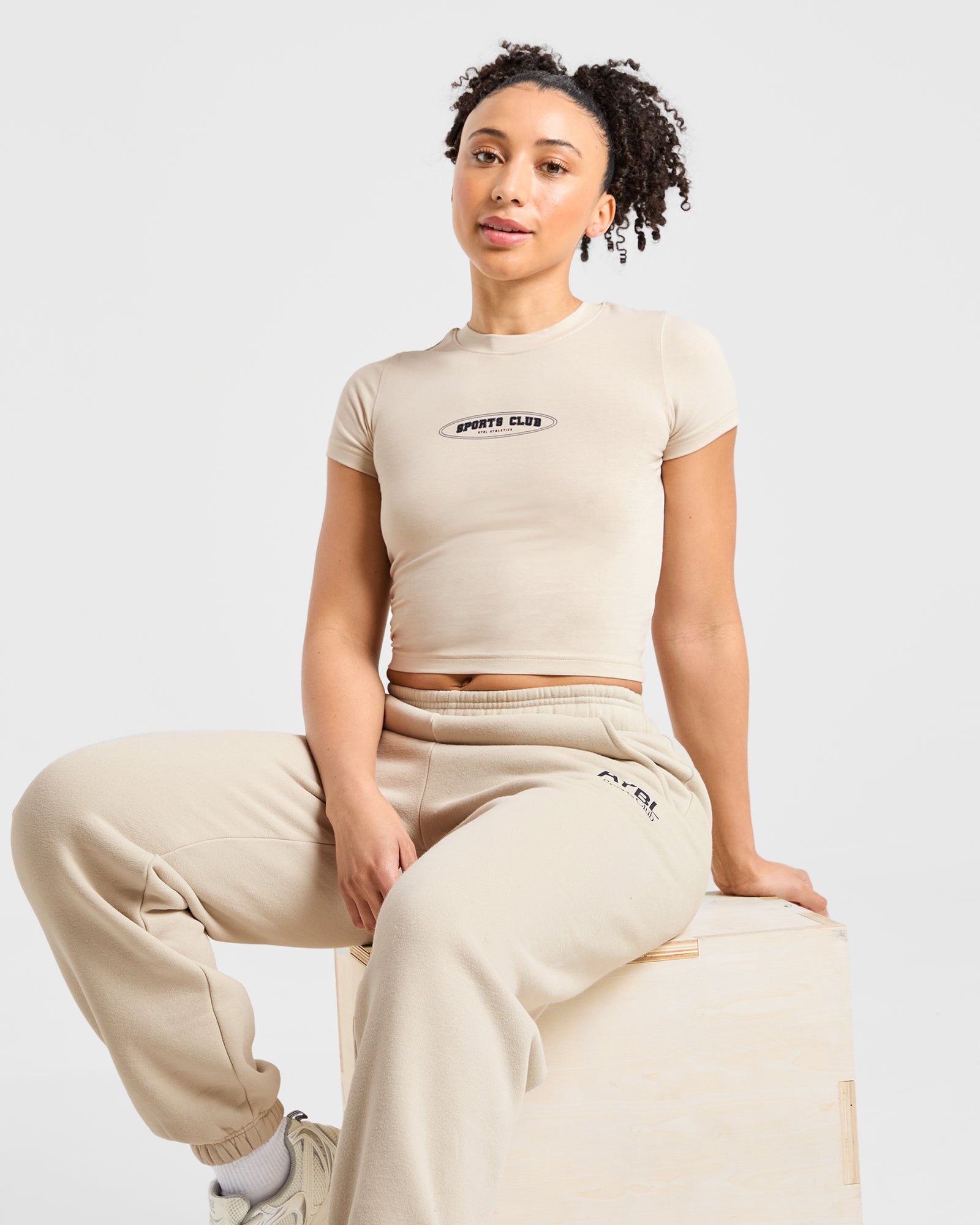 Sports Club Baby Tee - Beige/Navy