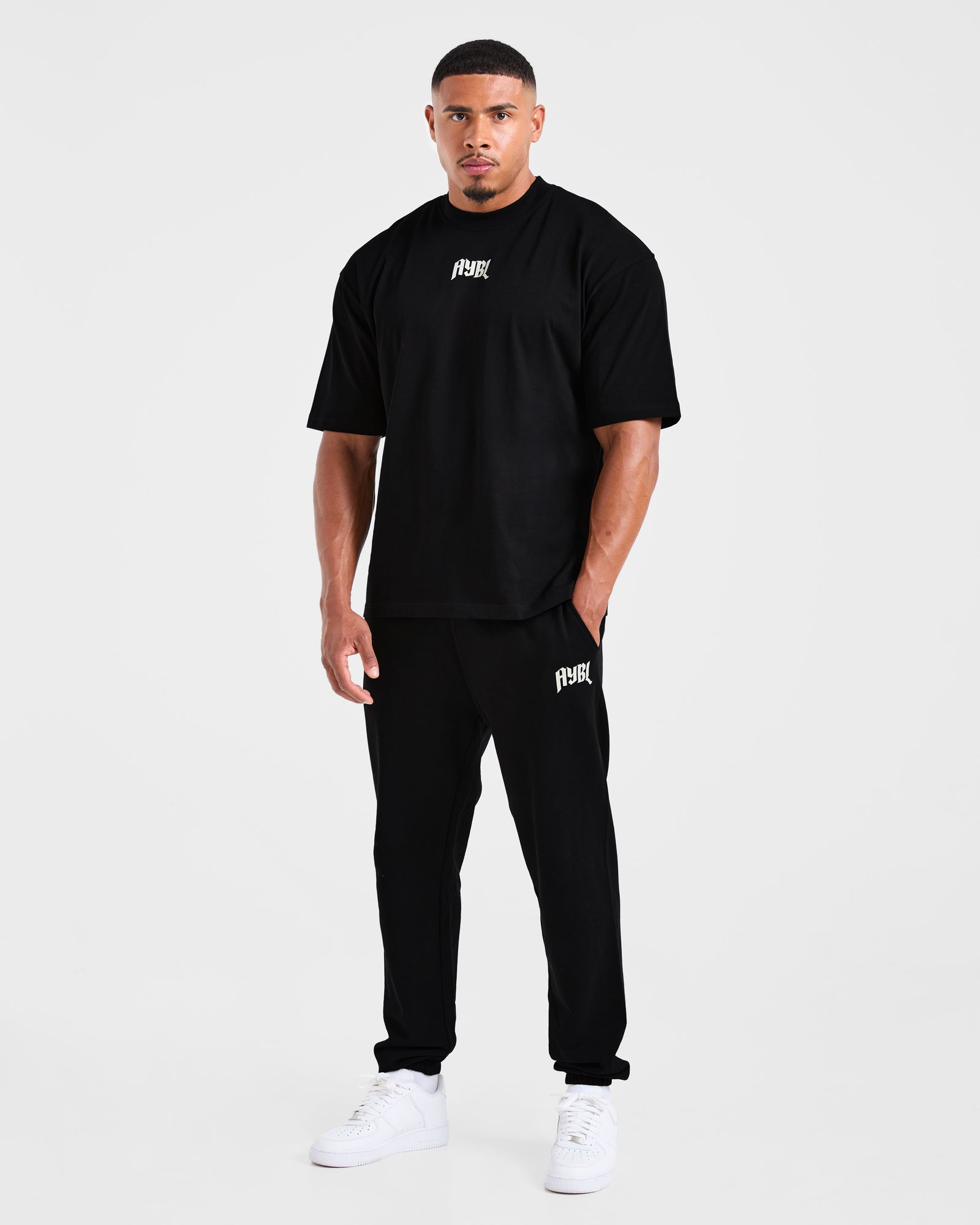 Lifting Club Gothic Oversized Joggers - Black/Off White