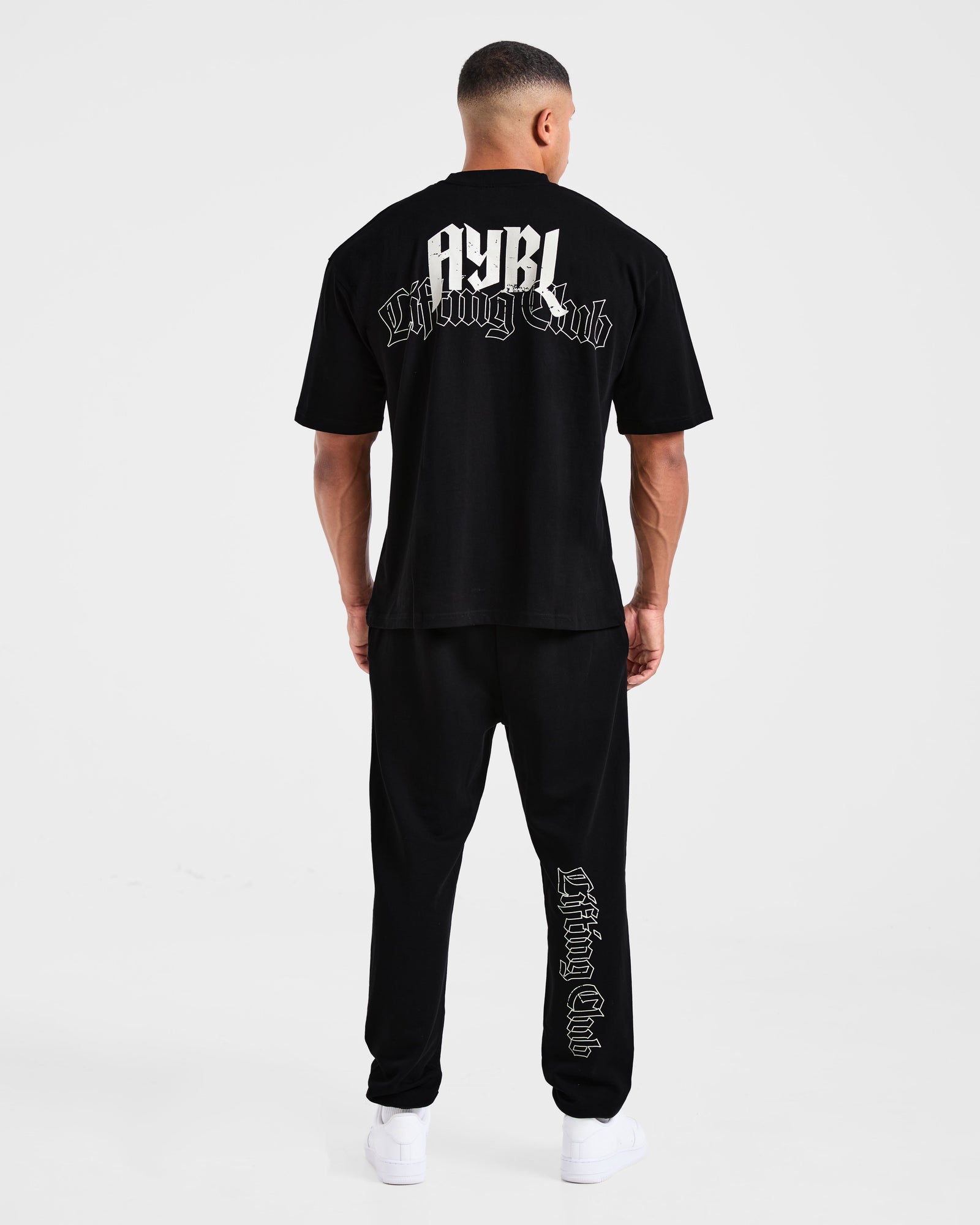 Lifting Club Gothic Oversized T Shirt - Black/Off White