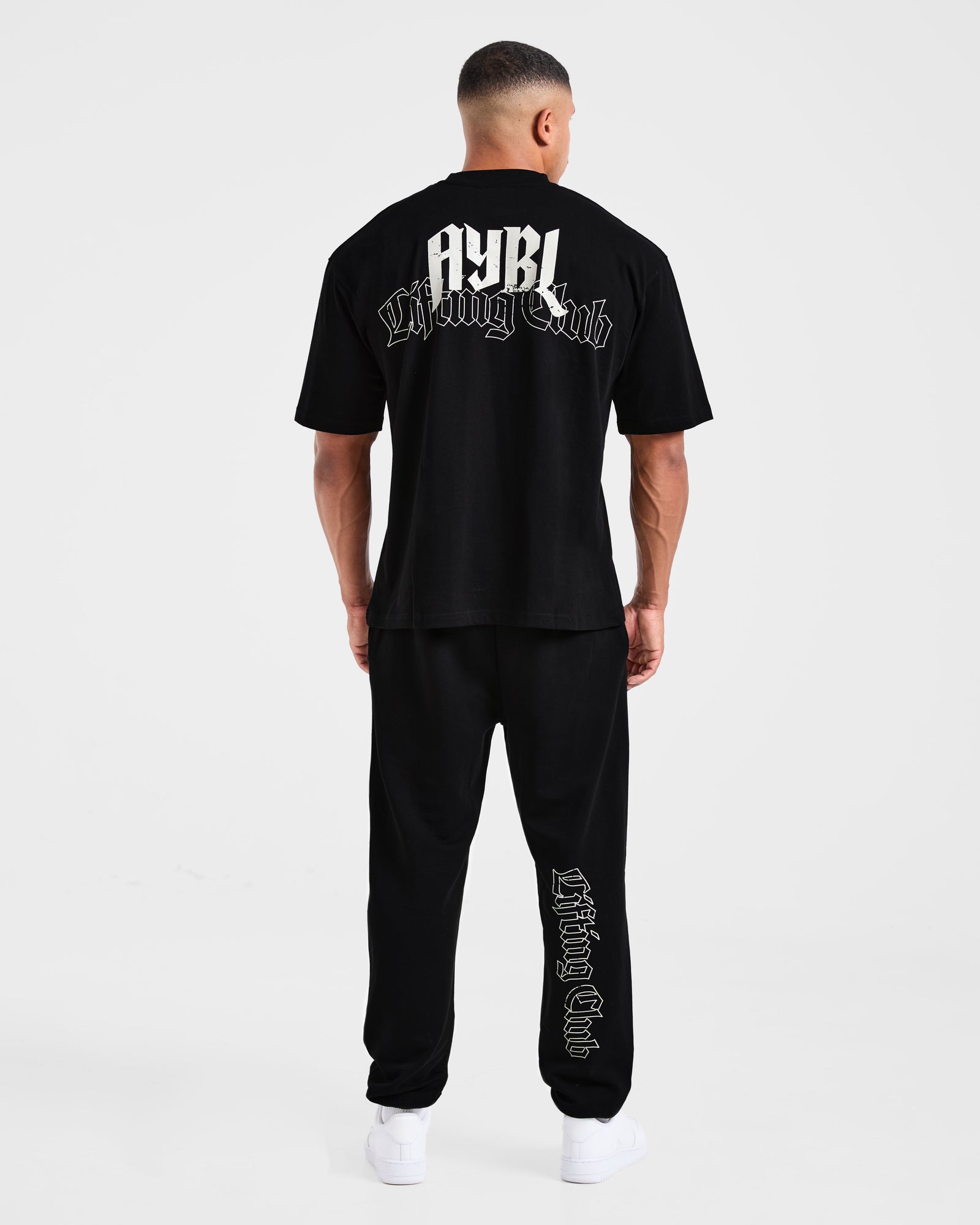 Lifting Club Gothic Oversized Joggers - Black/Off White