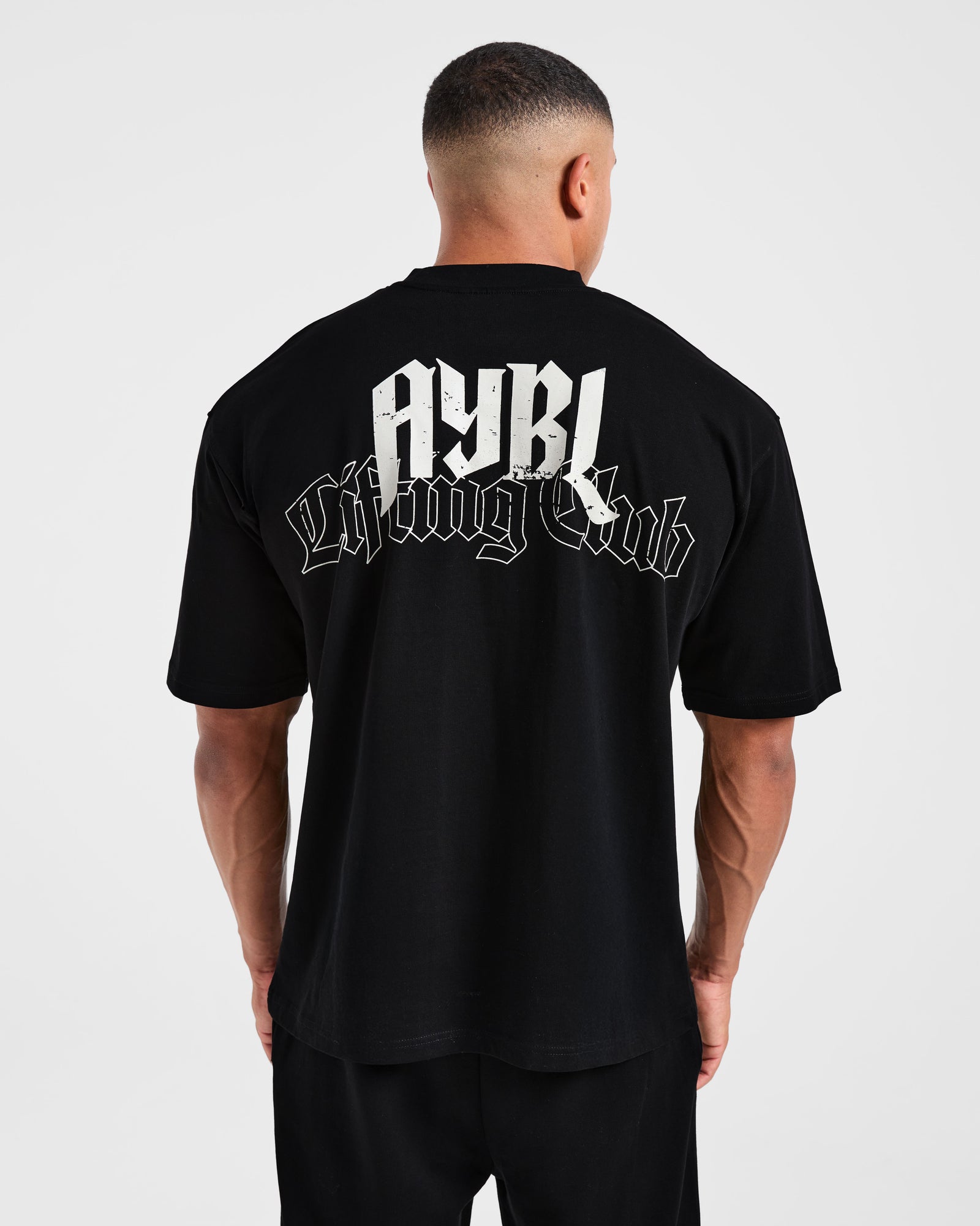 Lifting Club Gothic Oversized T Shirt - Black/Off White