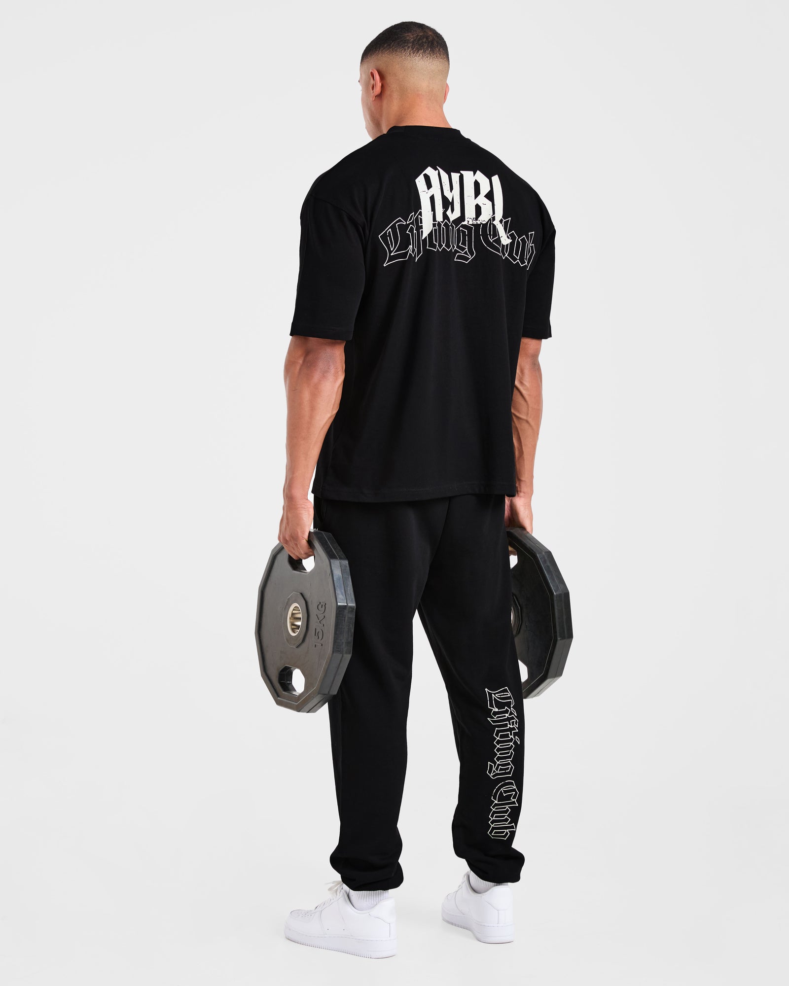 Lifting Club Gothic Oversized T Shirt - Black/Off White
