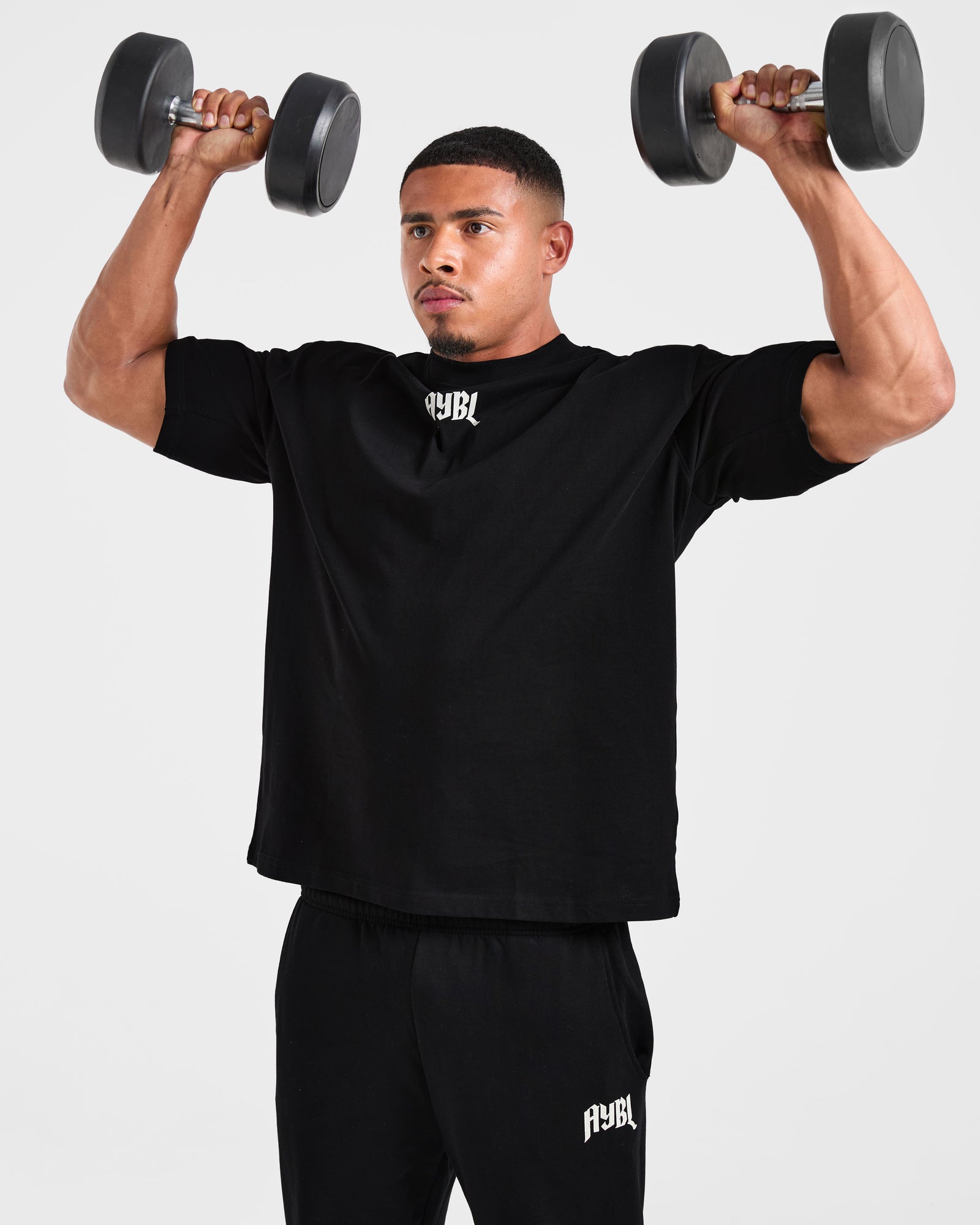 Lifting Club Gothic Oversized T Shirt - Black/Off White