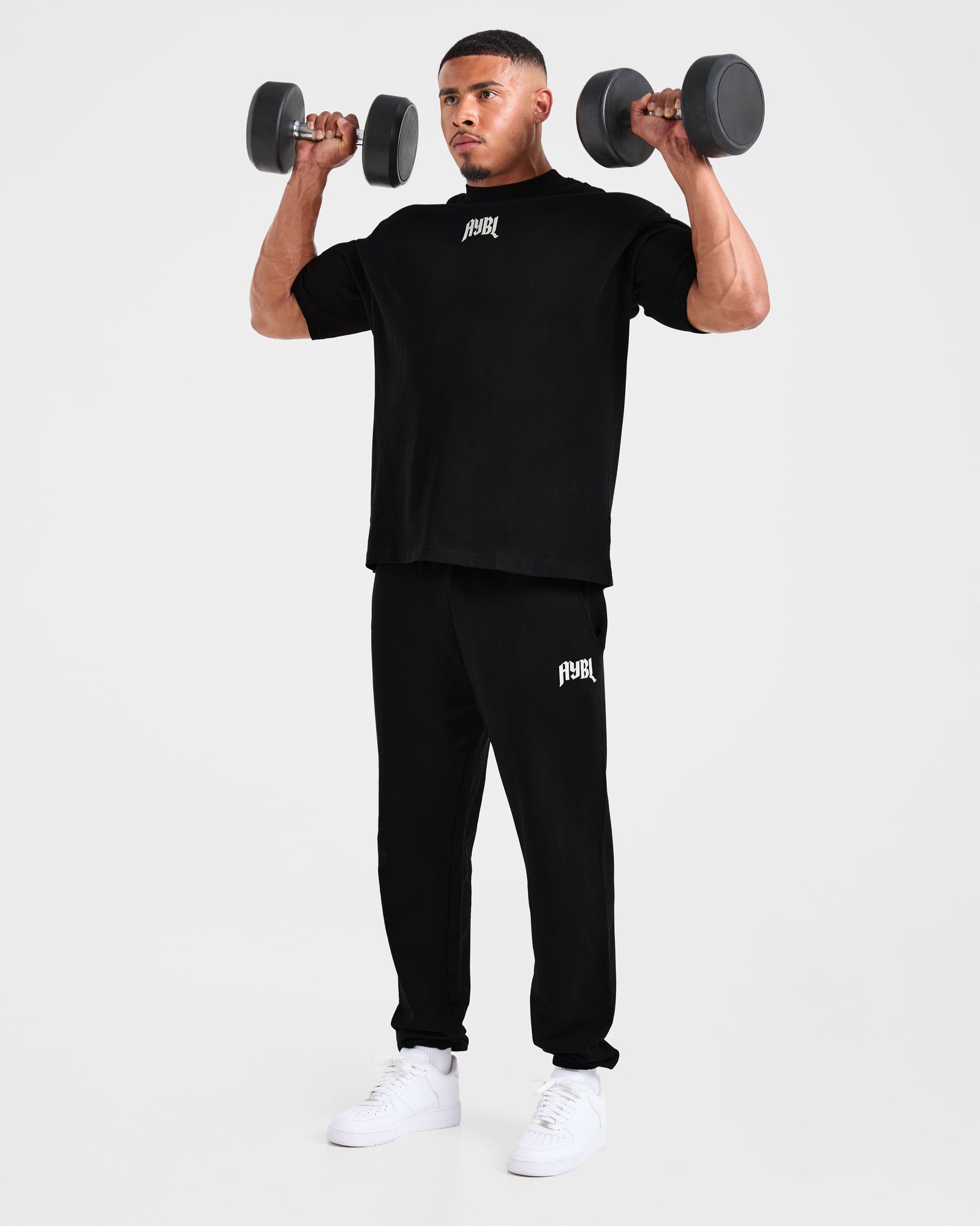 Lifting Club Gothic Oversized Joggers - Black/Off White