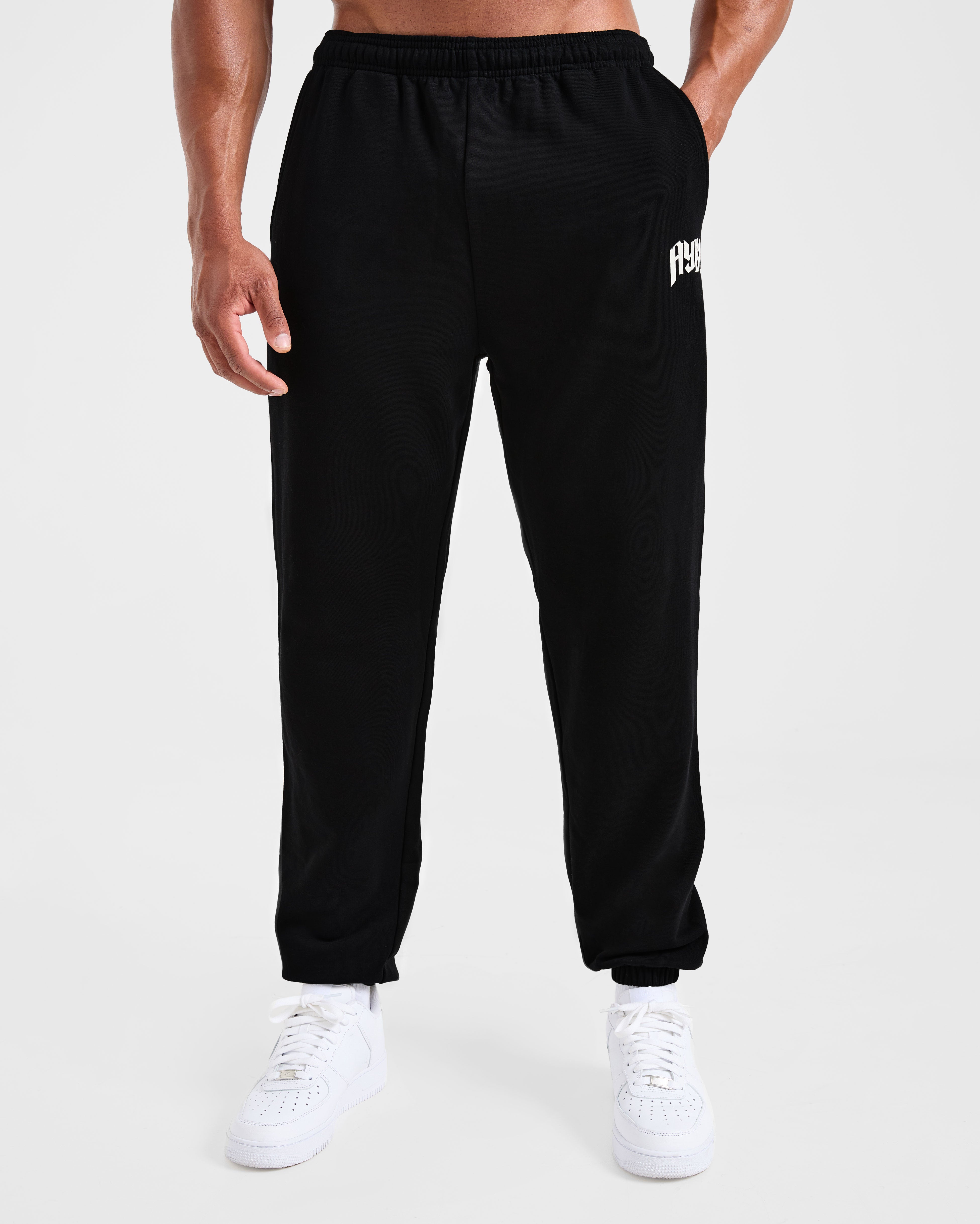 Lifting Club Gothic Oversized Joggers - Black/Off White