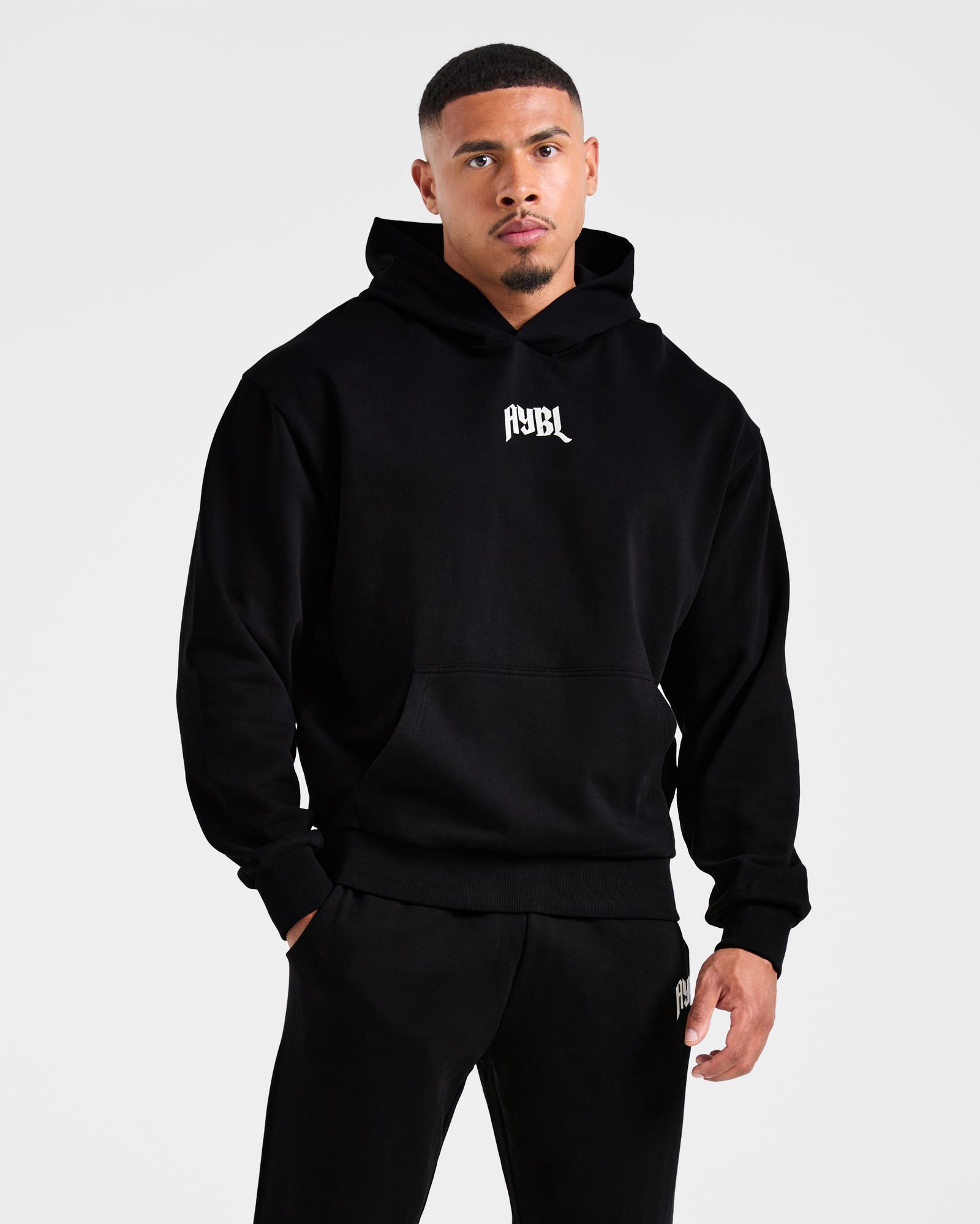 Lifting Club Gothic Oversized Hoodie - Black/Off White