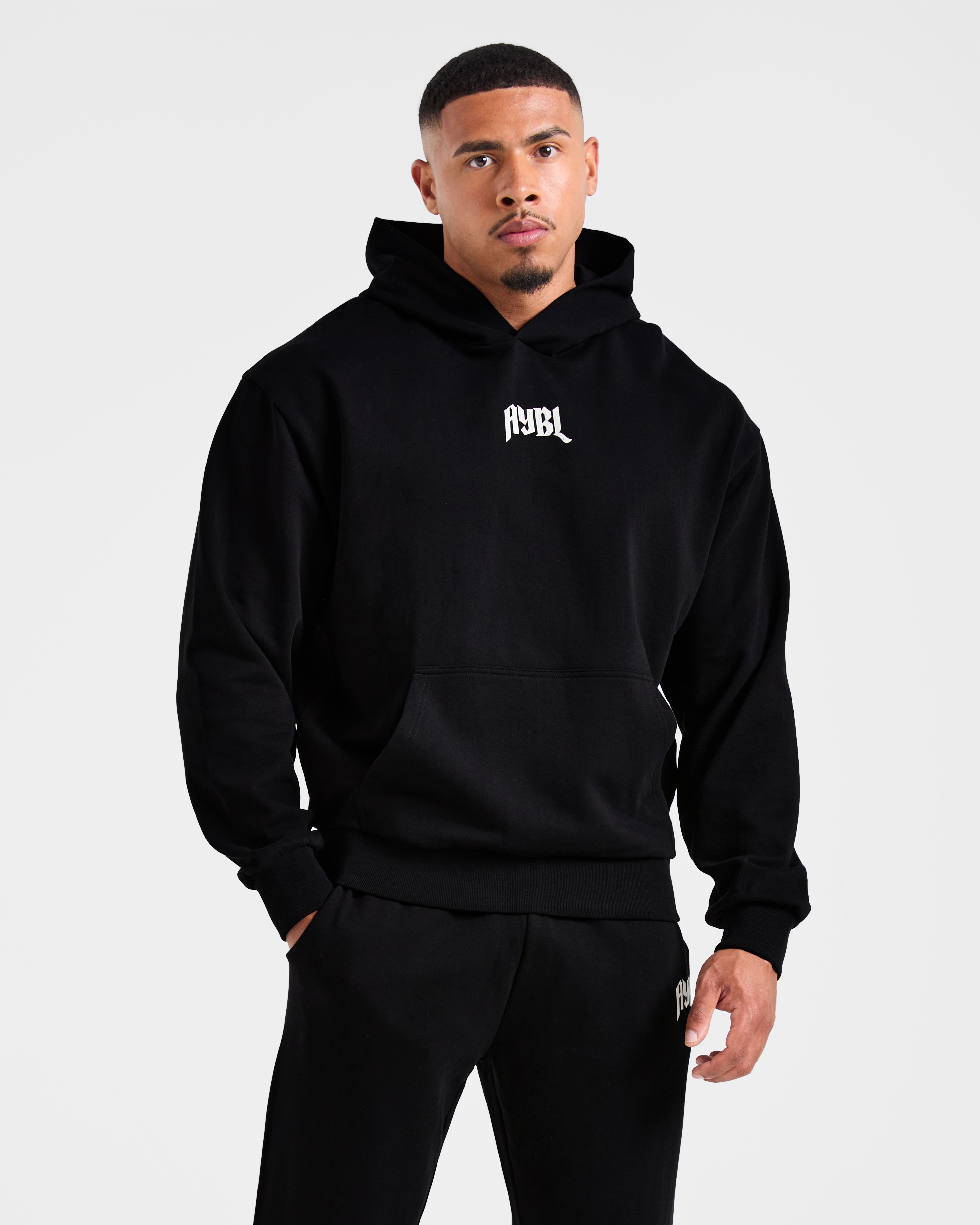 Lifting Club Gothic Oversized Hoodie - Black/Off White