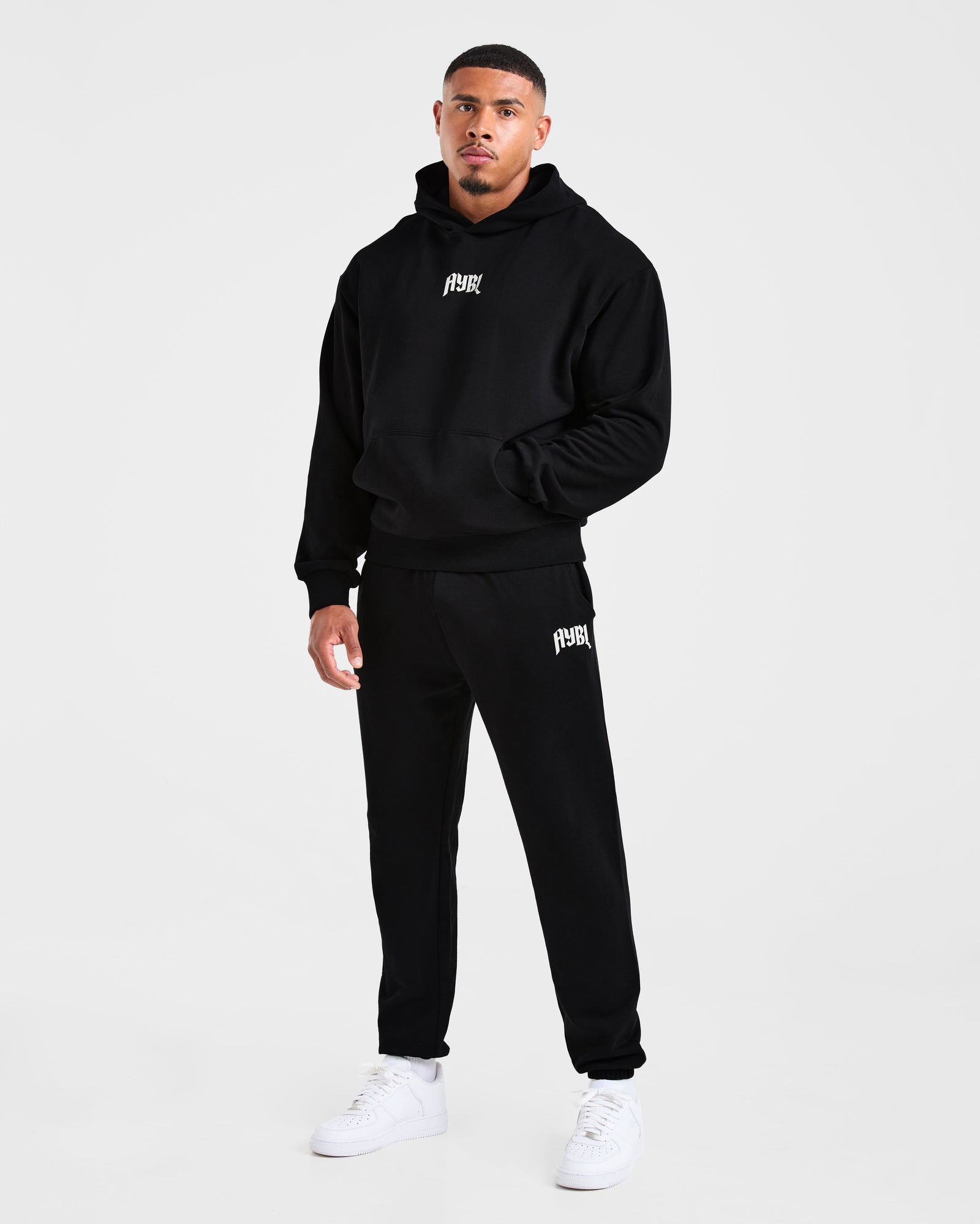 Lifting Club Gothic Oversized Hoodie - Black/Off White