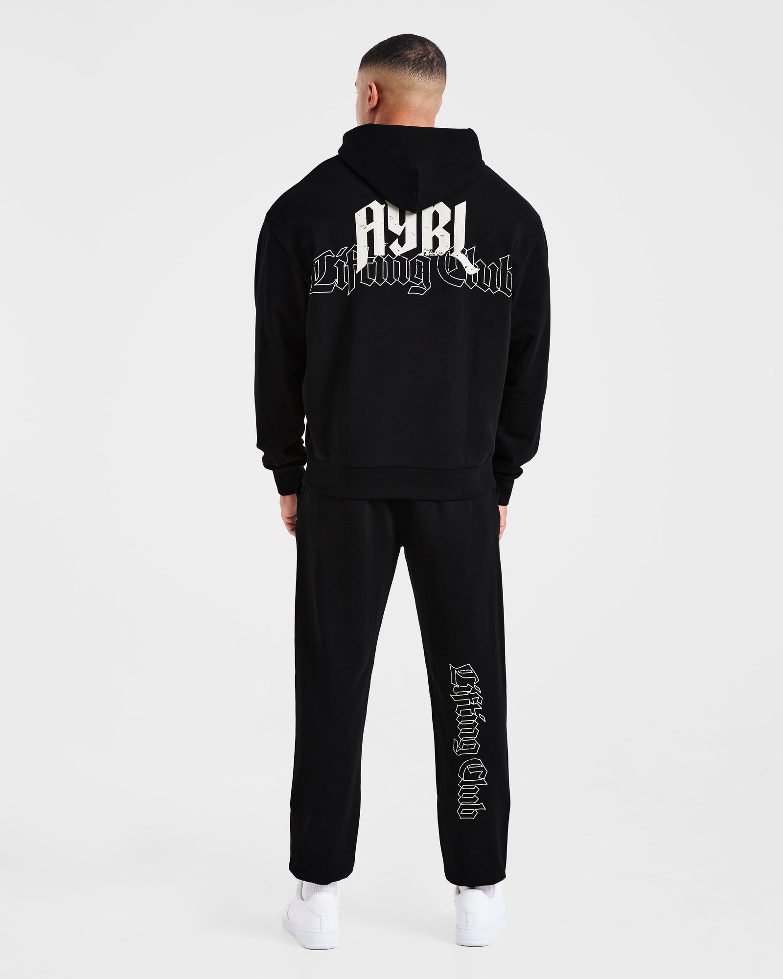 Lifting Club Gothic Oversized Hoodie - Black/Off White