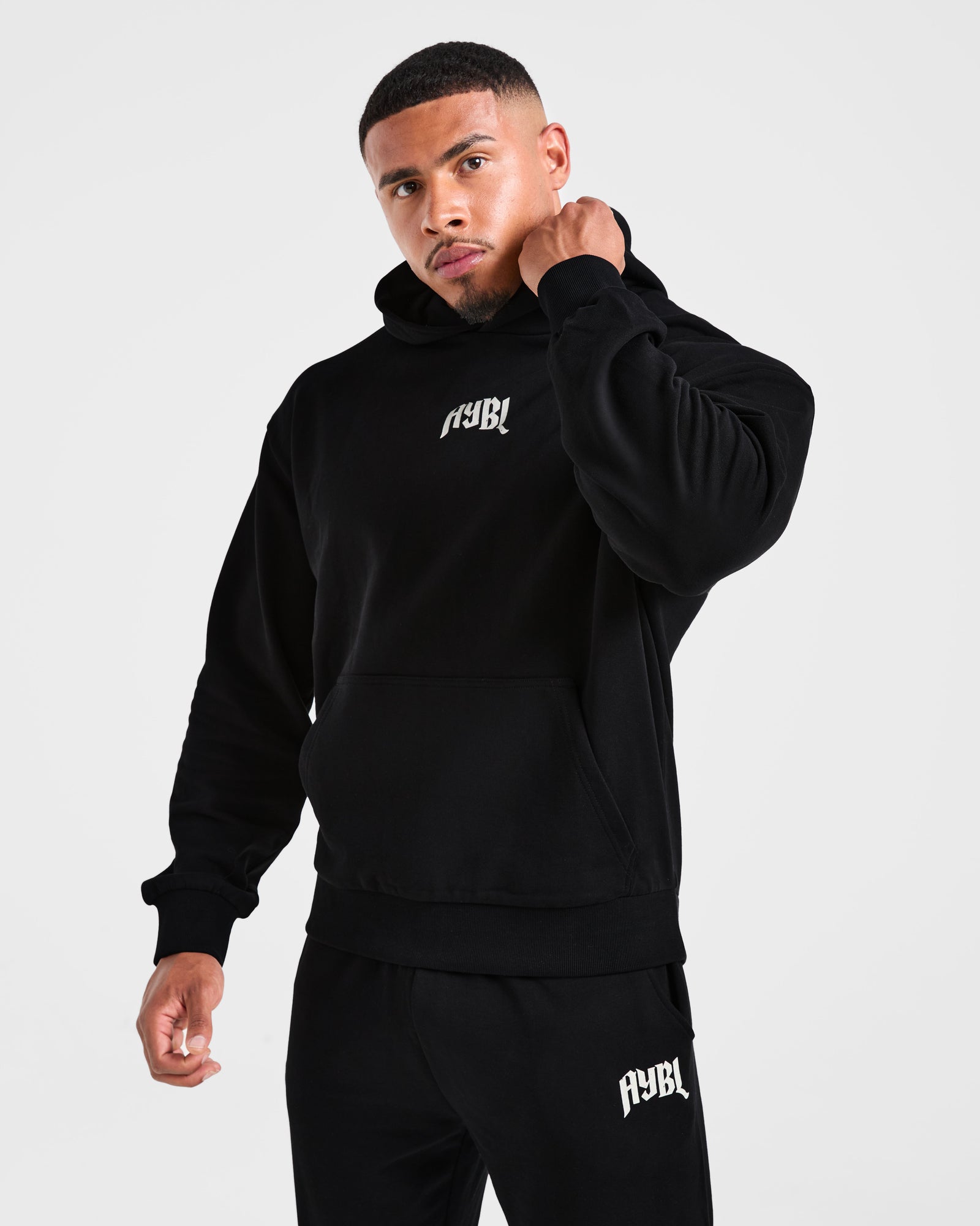Lifting Club Gothic Oversized Hoodie - Black/Off White