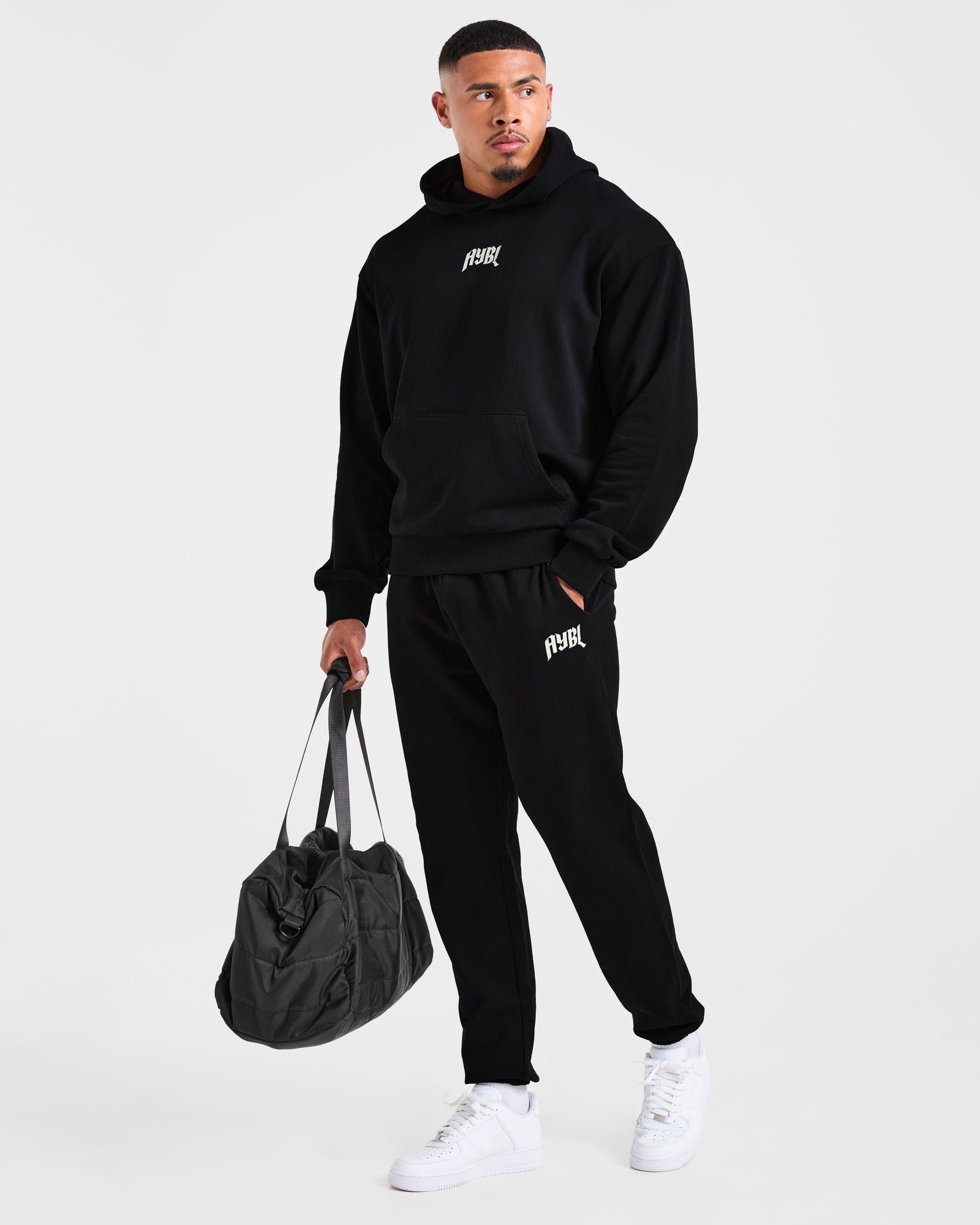 Lifting Club Gothic Oversized Hoodie - Black/Off White