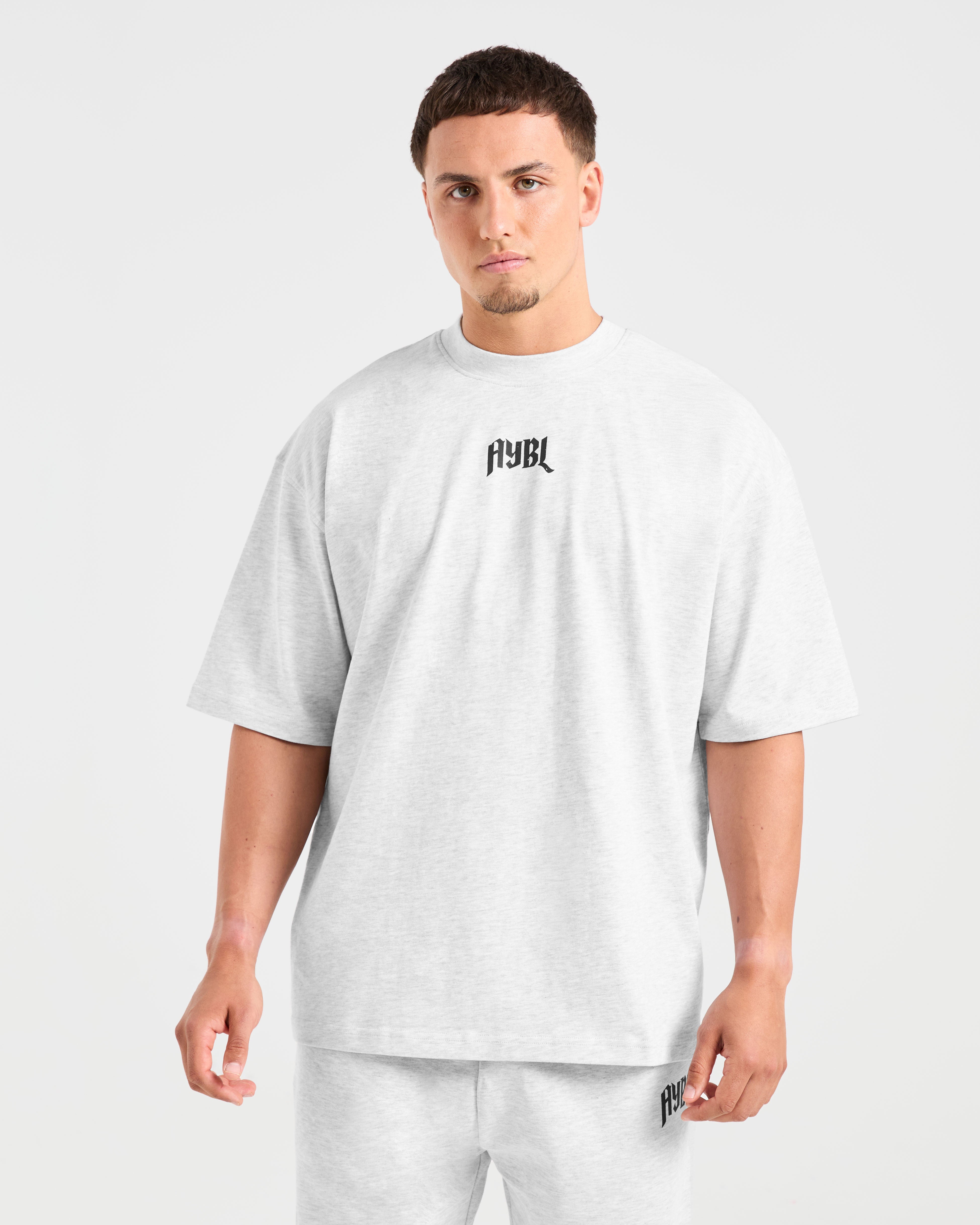 Lifting Club Gothic Oversized T Shirt - Grey Marl