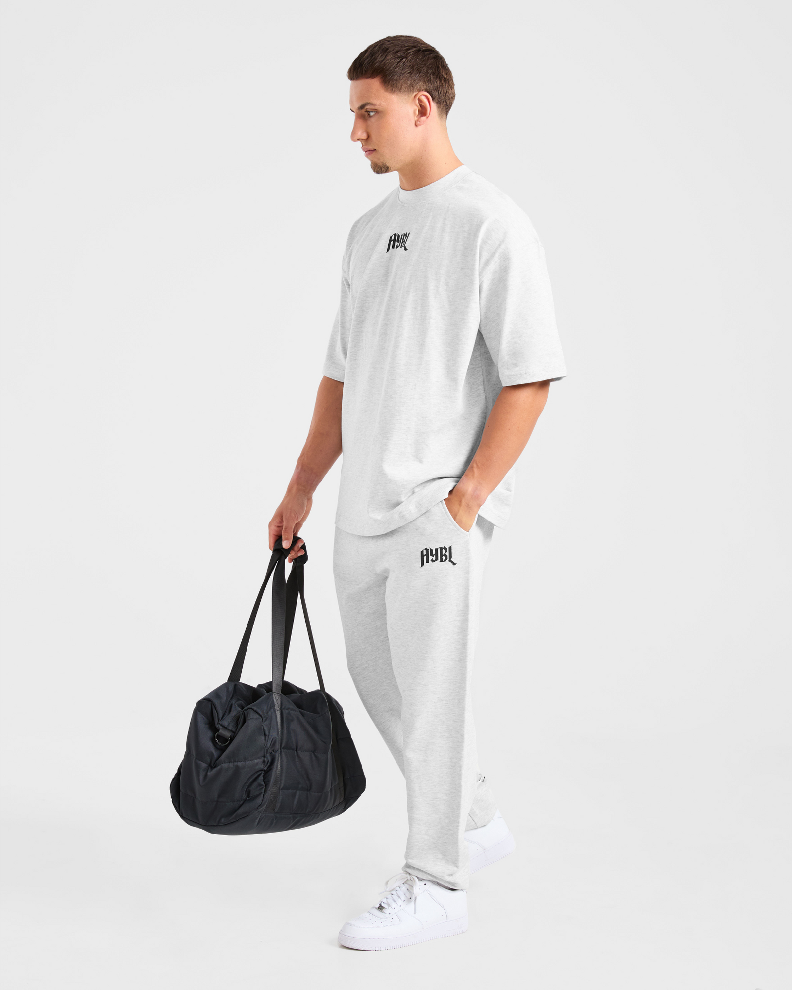 Lifting Club Gothic Oversized Joggers - Grey Marl