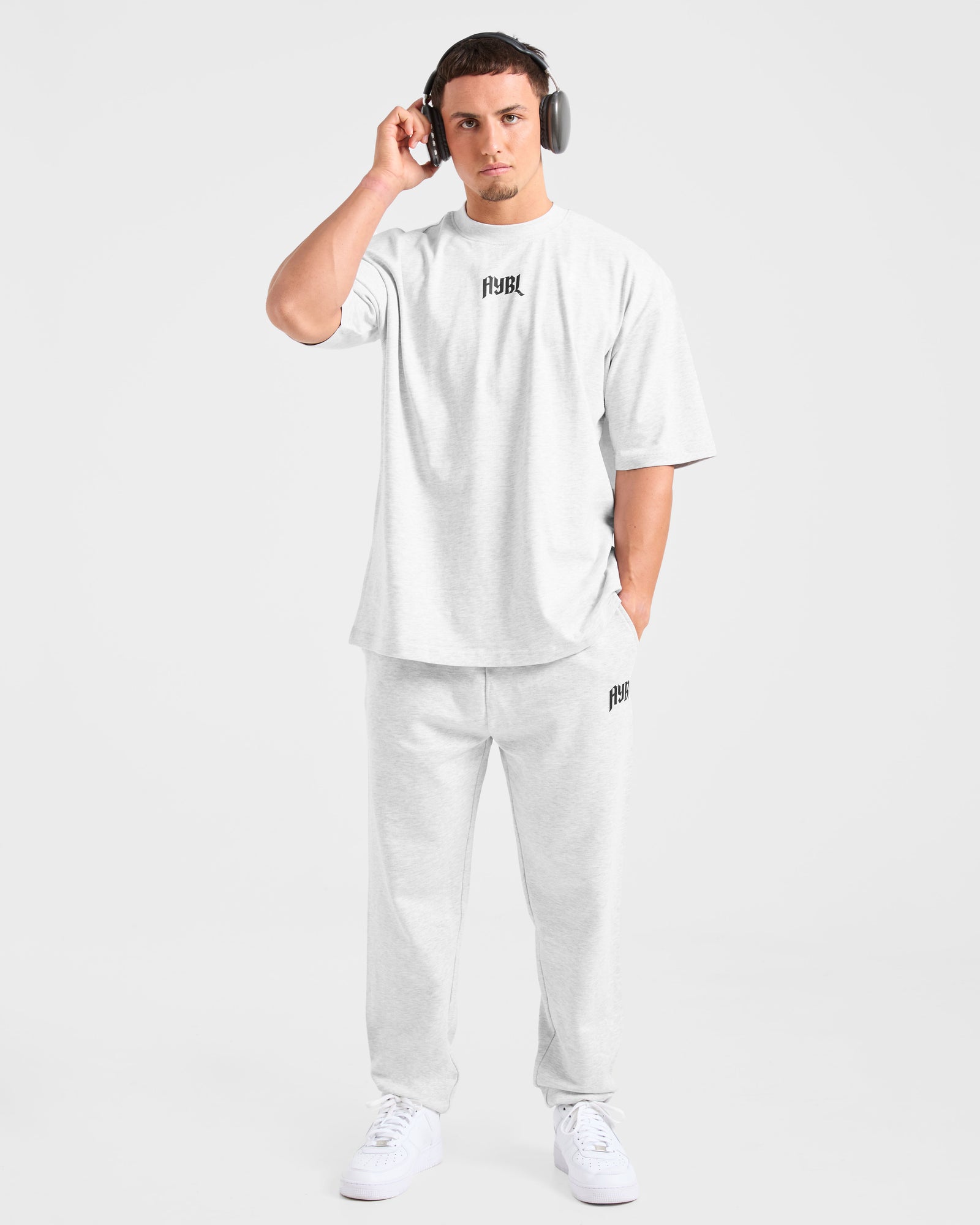 Lifting Club Gothic Oversized Joggers - Grey Marl