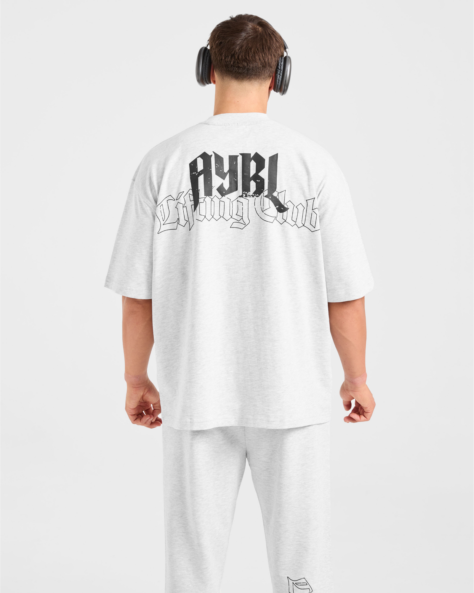 Lifting Club Gothic Oversized T Shirt - Grey Marl