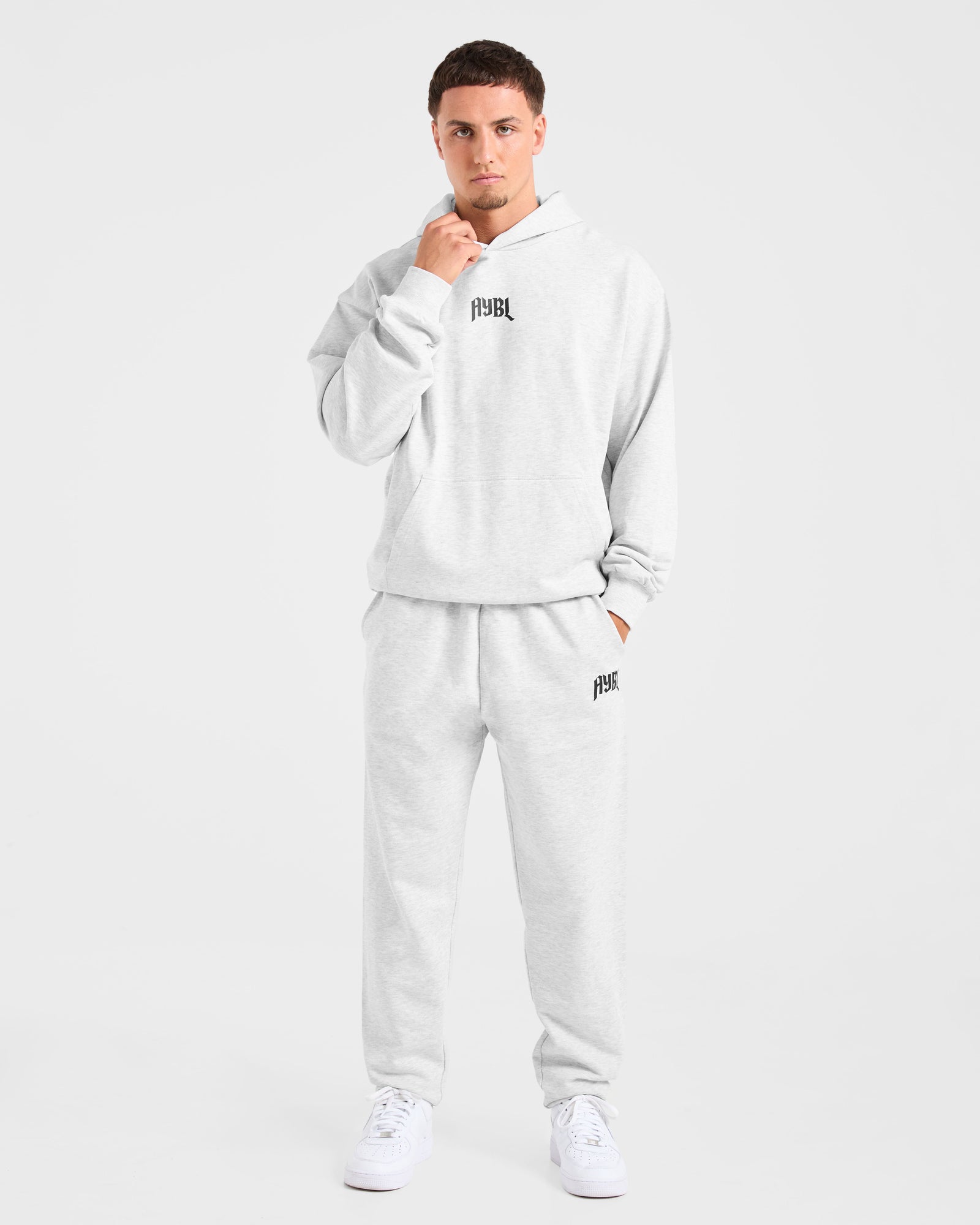 Lifting Club Gothic Oversized Hoodie - Grey Marl