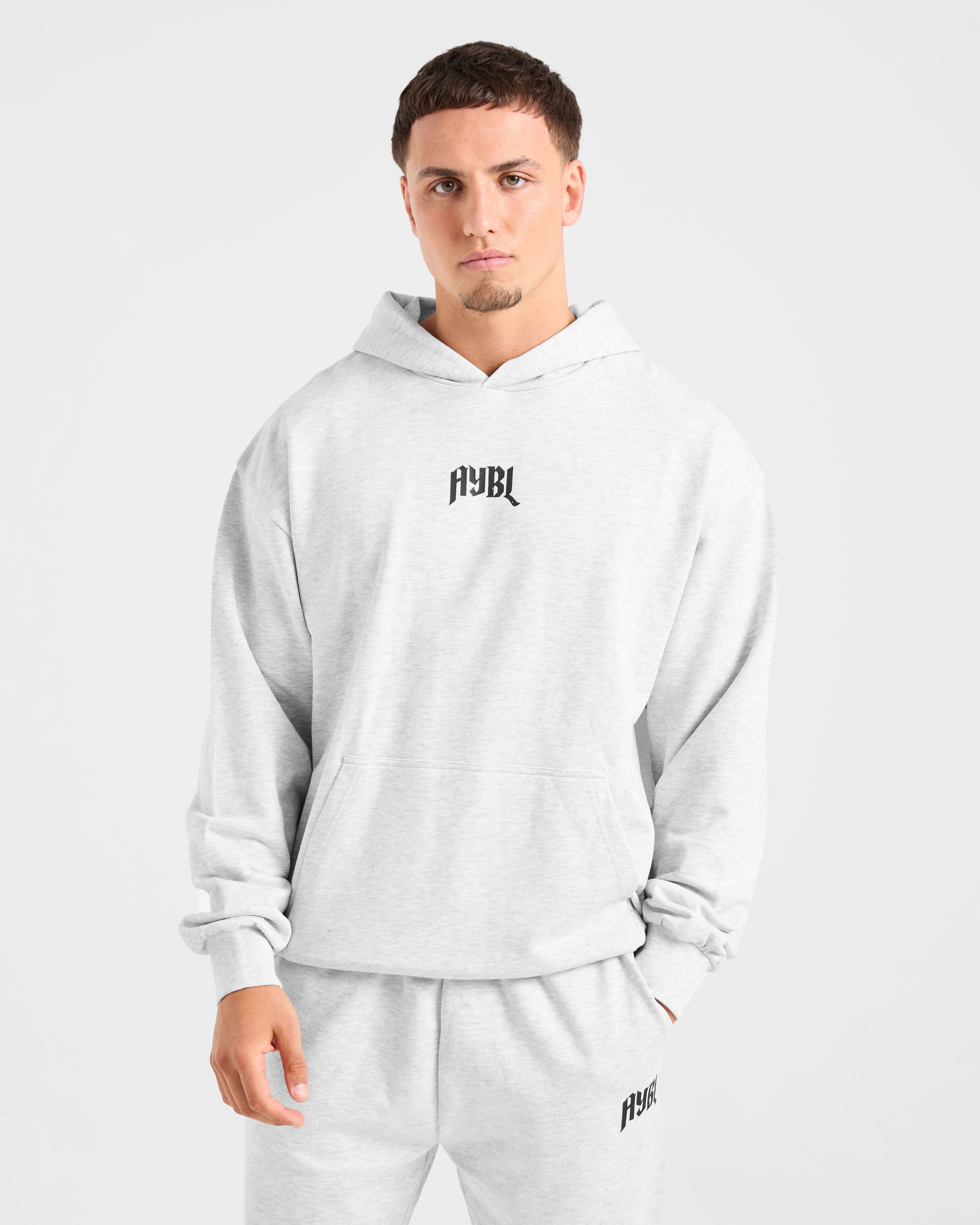 Lifting Club Gothic Oversized Hoodie - Grey Marl