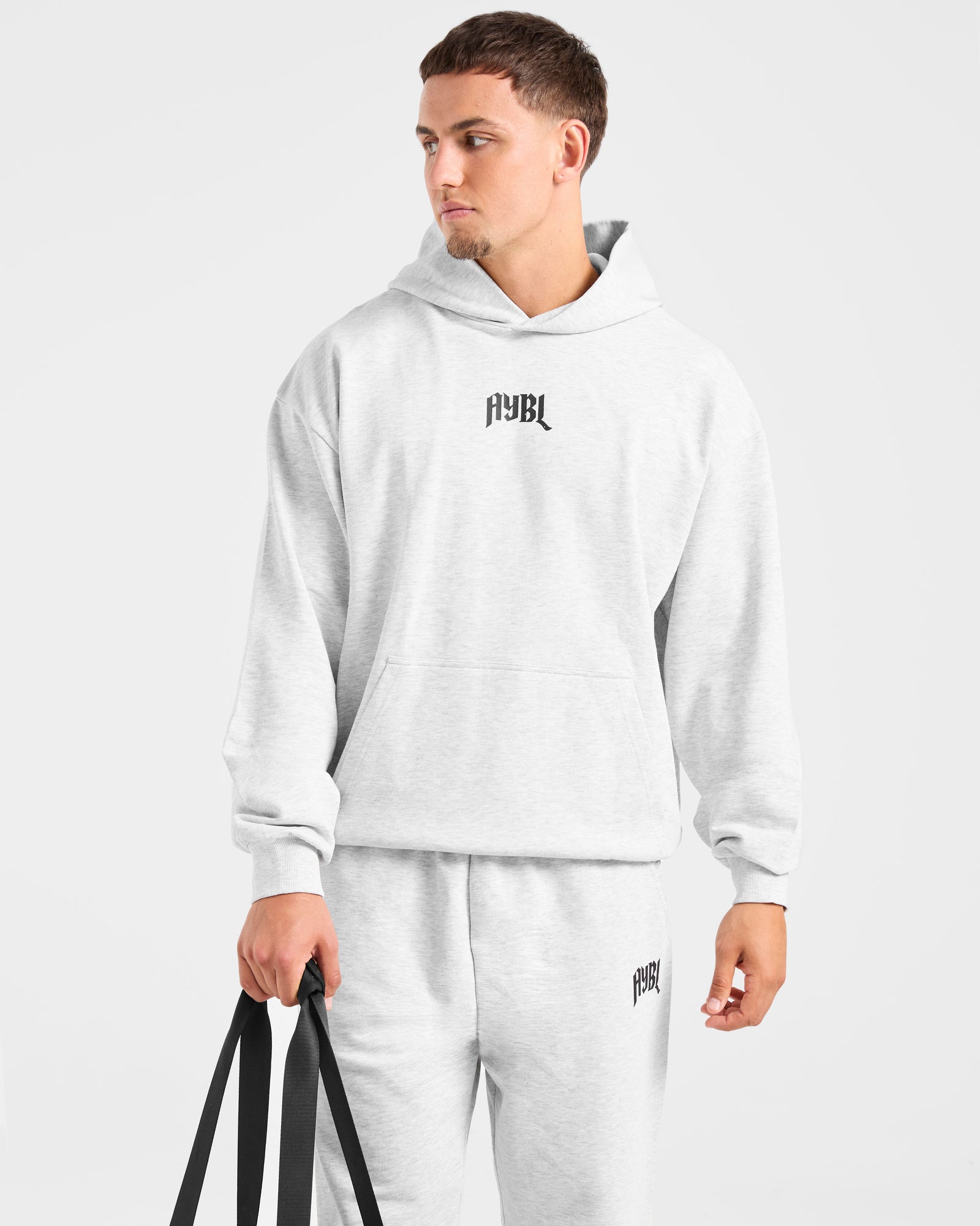 Lifting Club Gothic Oversized Hoodie - Grey Marl