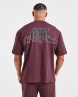 Lifting Club Gothic Oversized T Shirt - Dusty Plum/Black