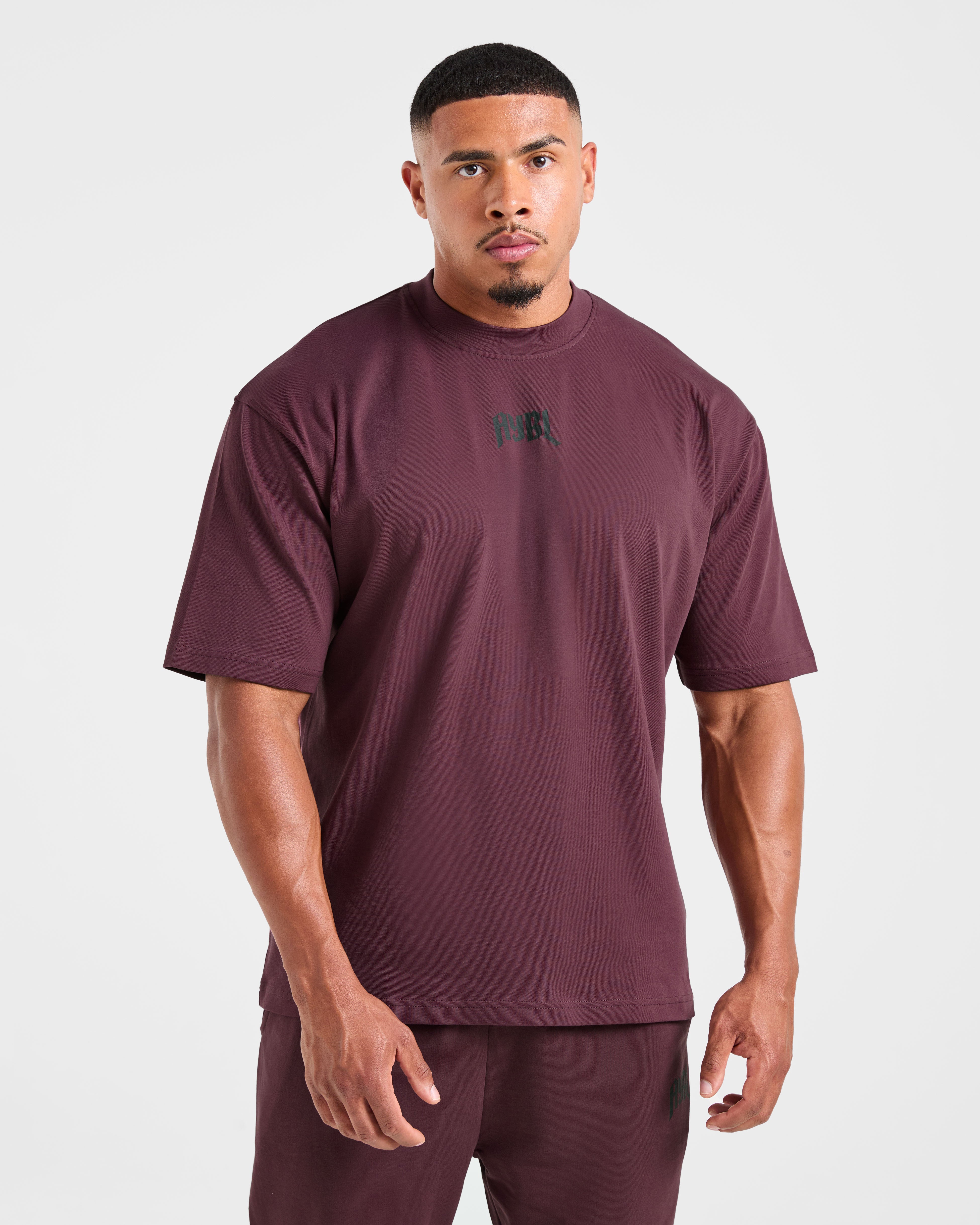 Lifting Club Gothic Oversized T Shirt - Dusty Plum/Black