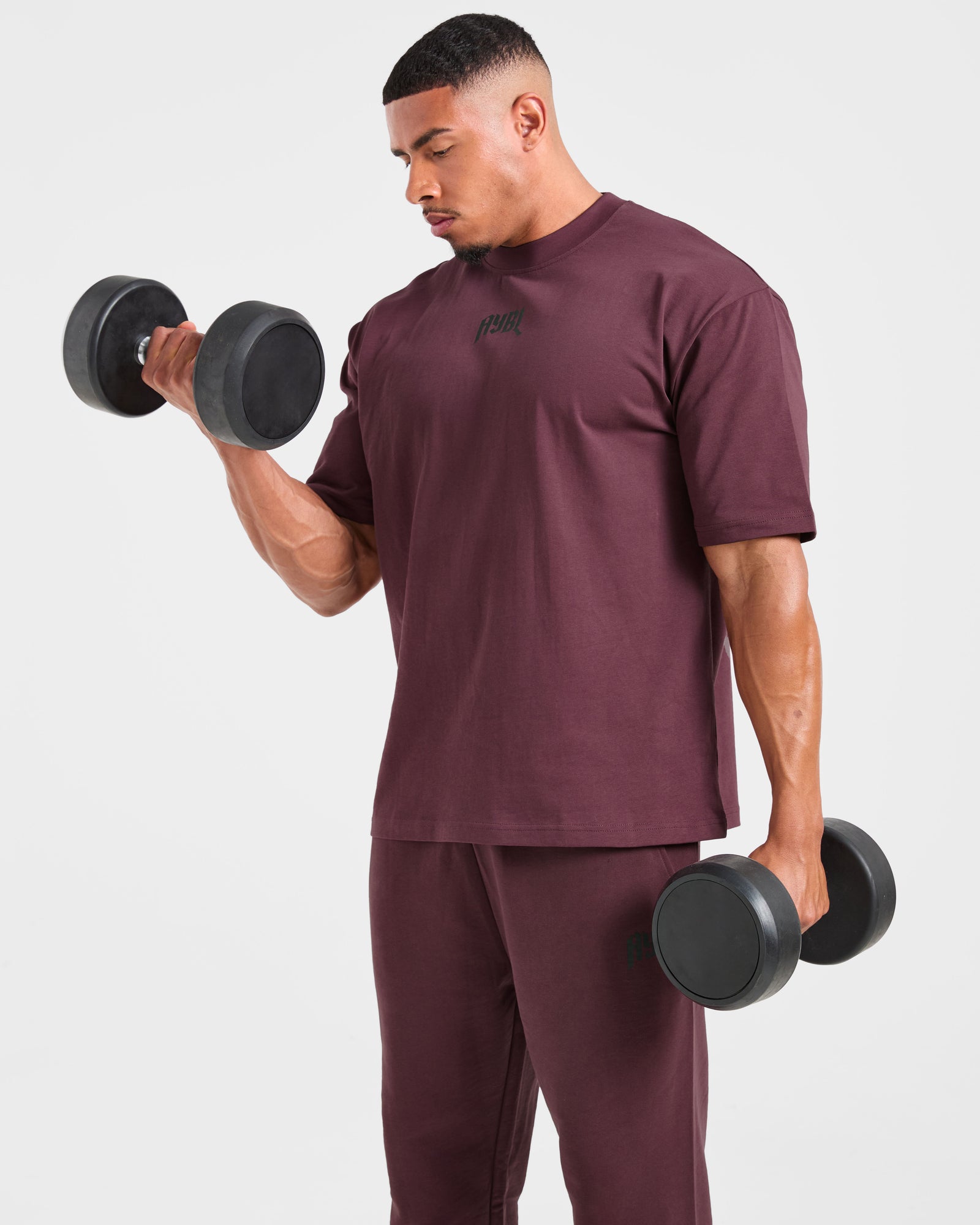 Lifting Club Gothic Oversized Joggers - Dusty Plum/Black