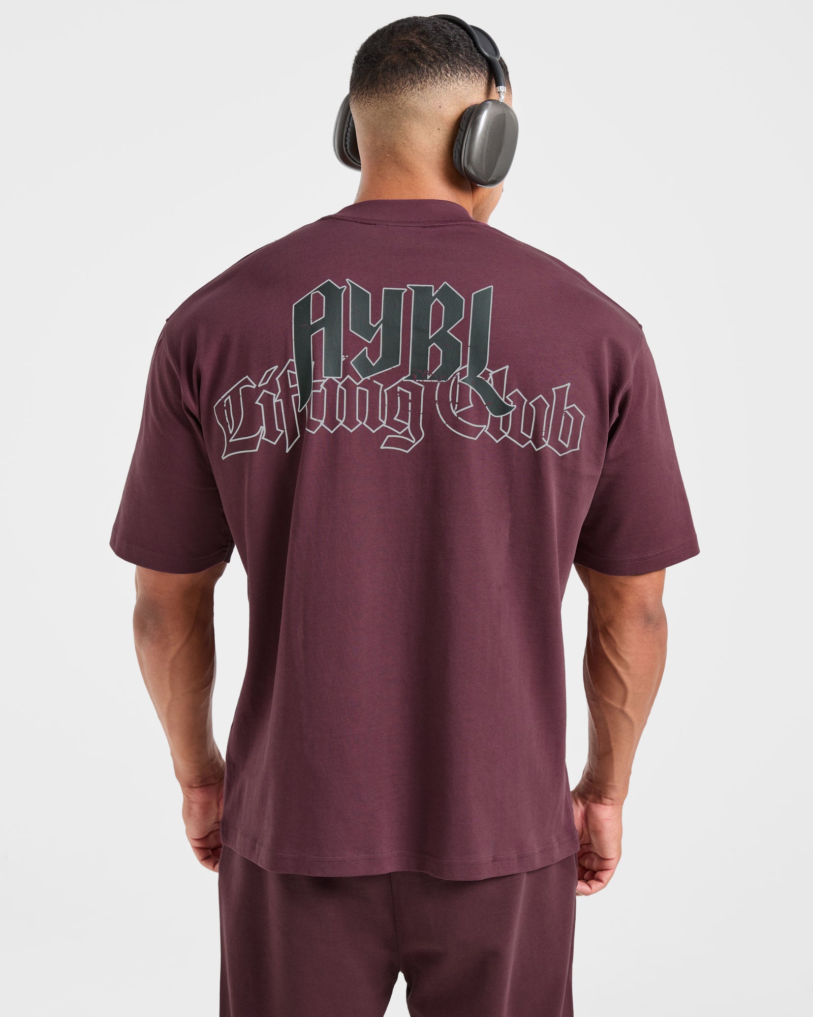 Lifting Club Gothic Oversized T Shirt - Dusty Plum/Black